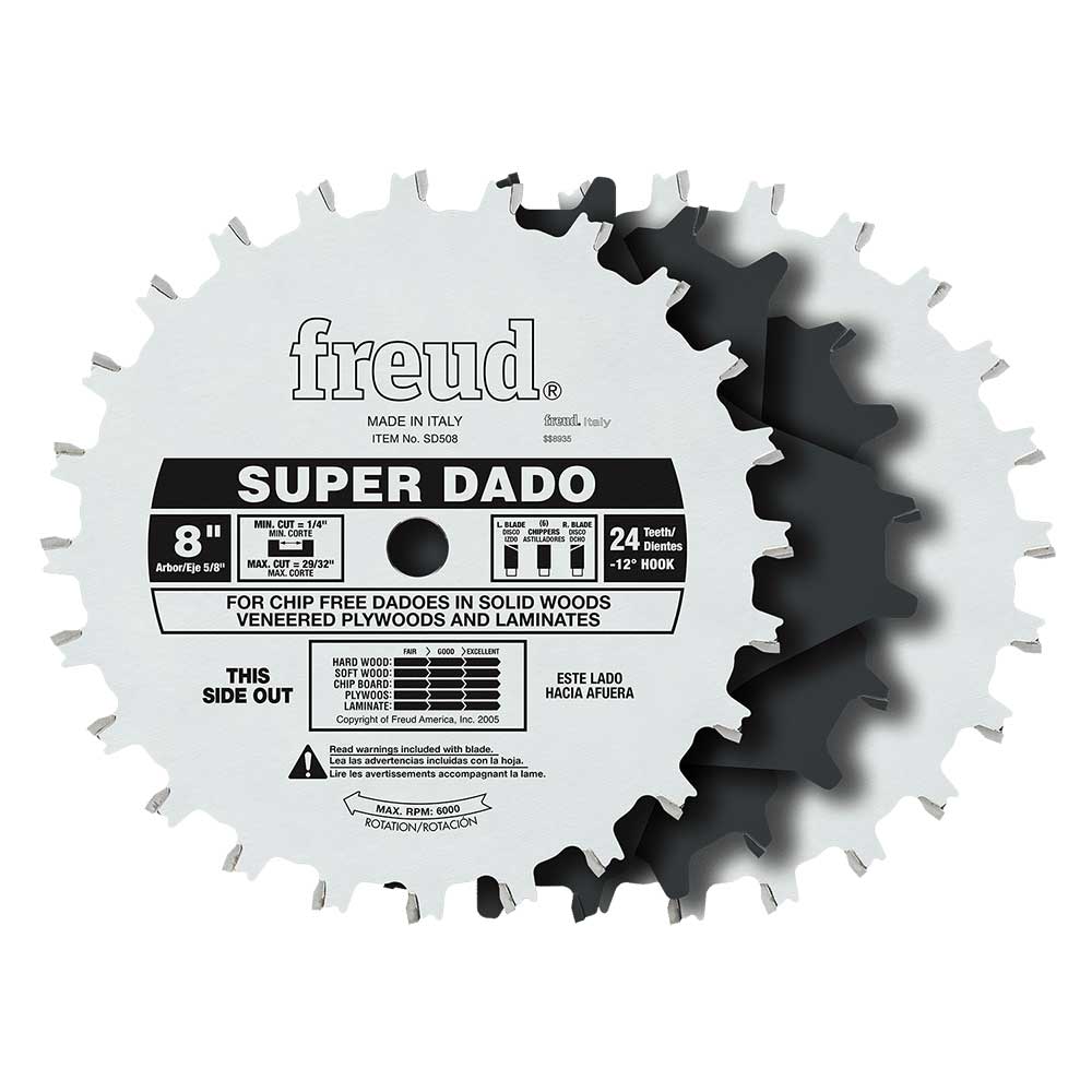 Circular Saw Super Dado Saw Blade Set 8" x 5/8" Bore