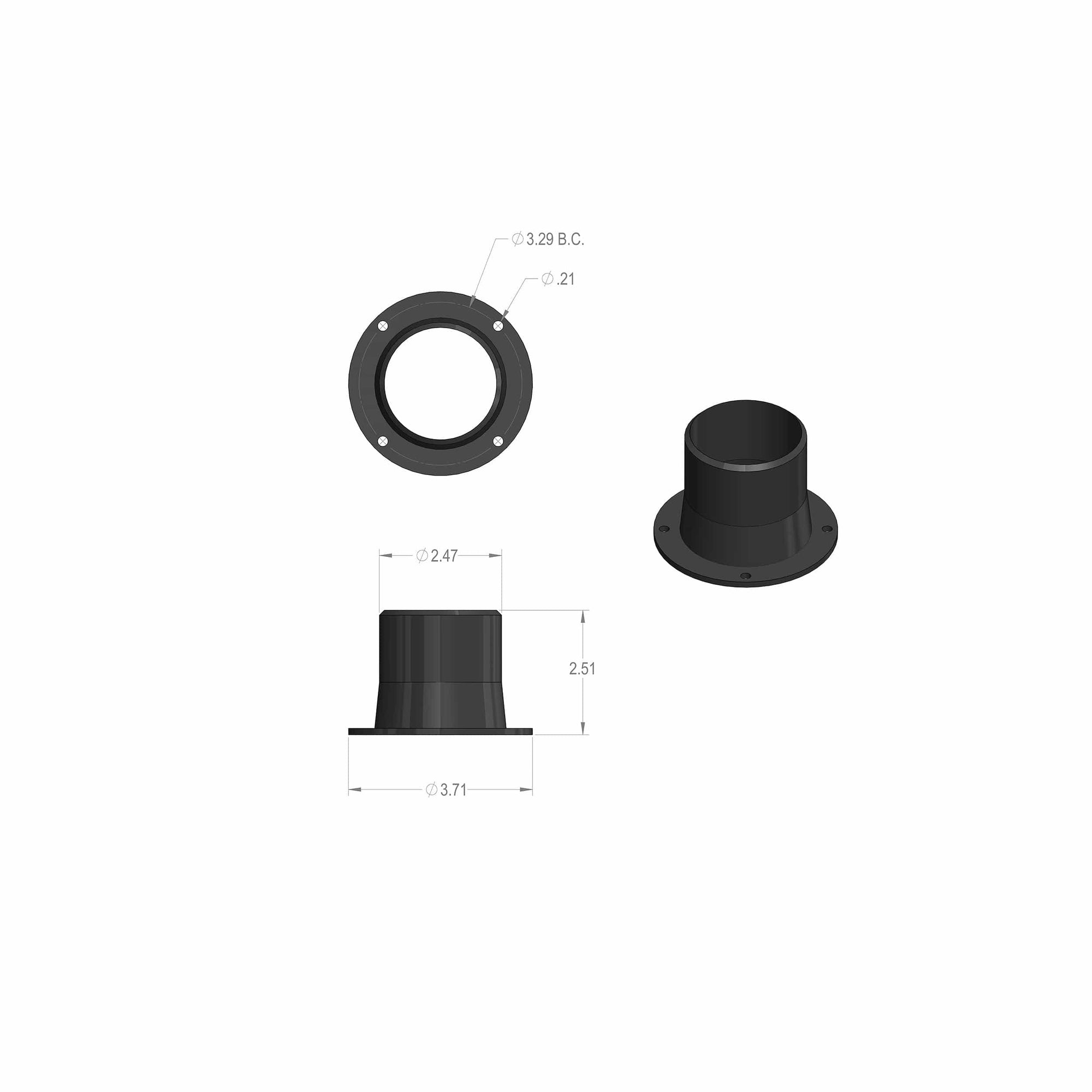 2-1/2" Flanged Inlet Dust Collection Fitting alt 0