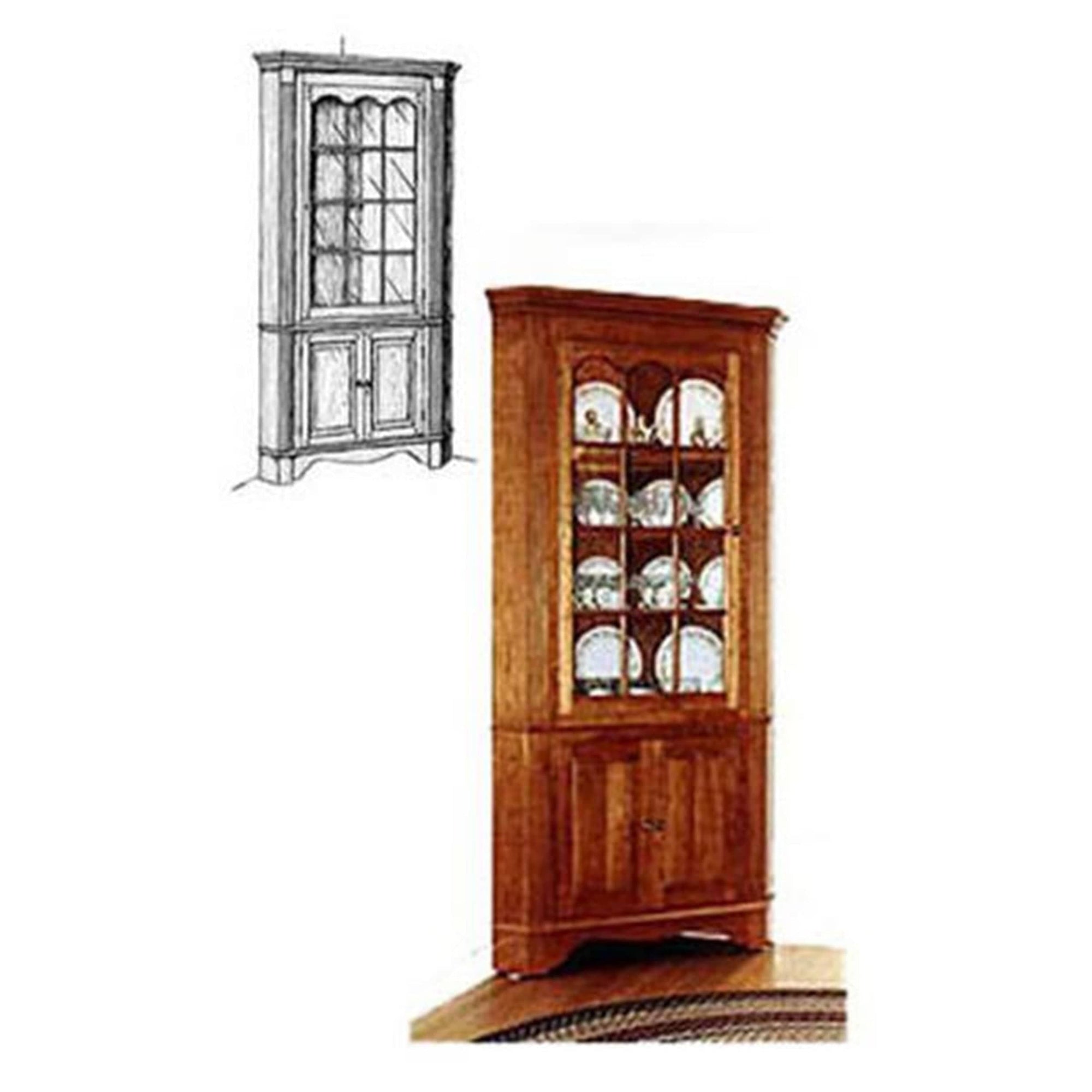 Woodworking Project Paper Plan to Build Colonial Corner Cabinet alt 0