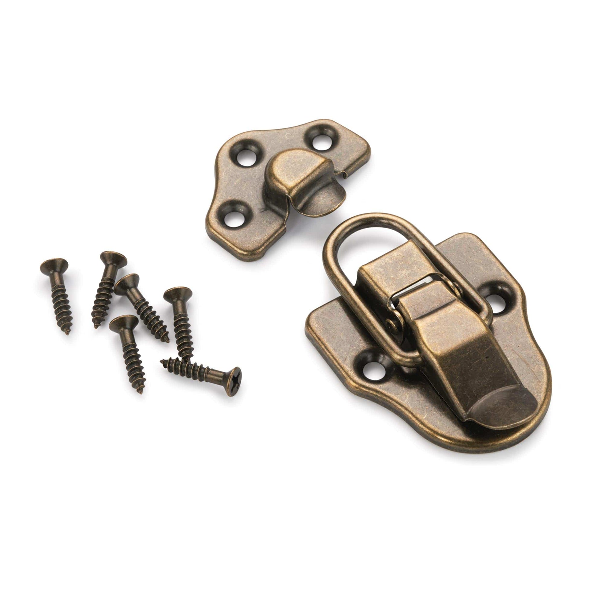 Trunk Draw Catch with Screws - Antique Brass Plated alt 0