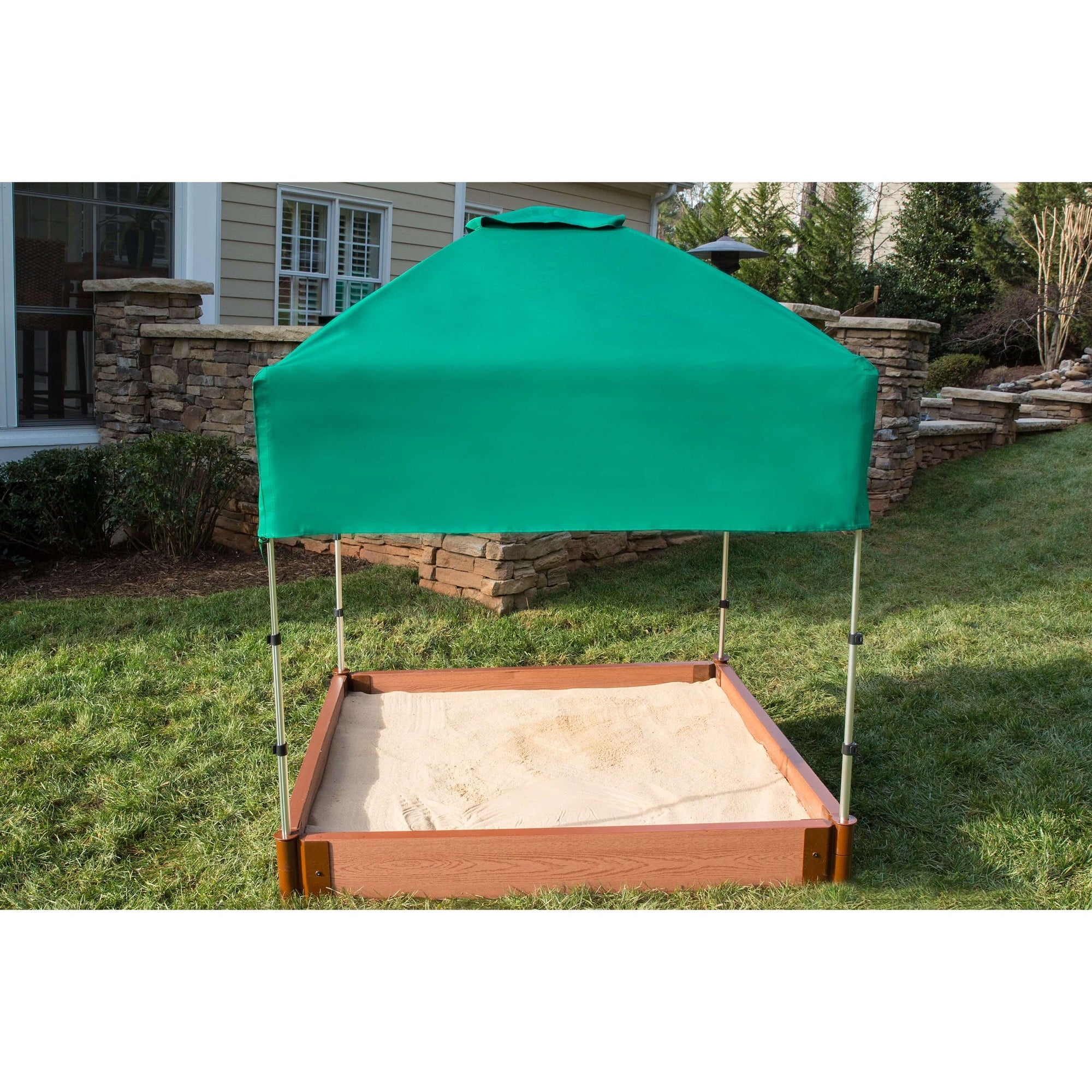 Classic Sienna 4' x 4' x 5.5" Composite Square Sandbox Kit with Telescoping Canopy/Cover - 2" profile alt 5