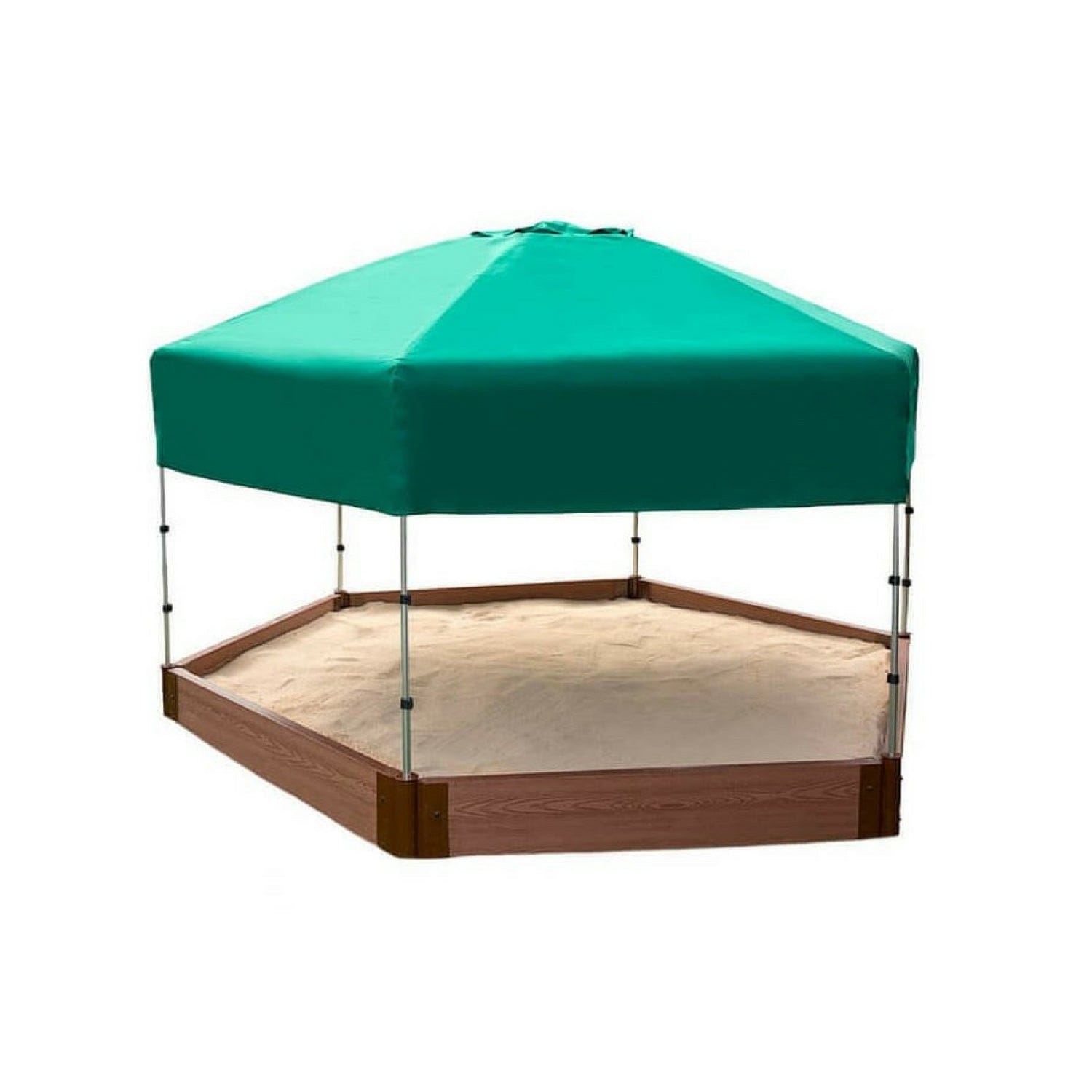 Classic Sienna 7' x 8' x 5.5 " Composite Hexagon Sandbox Kit with Telescoping Canopy/Cover - 2" profile alt 5