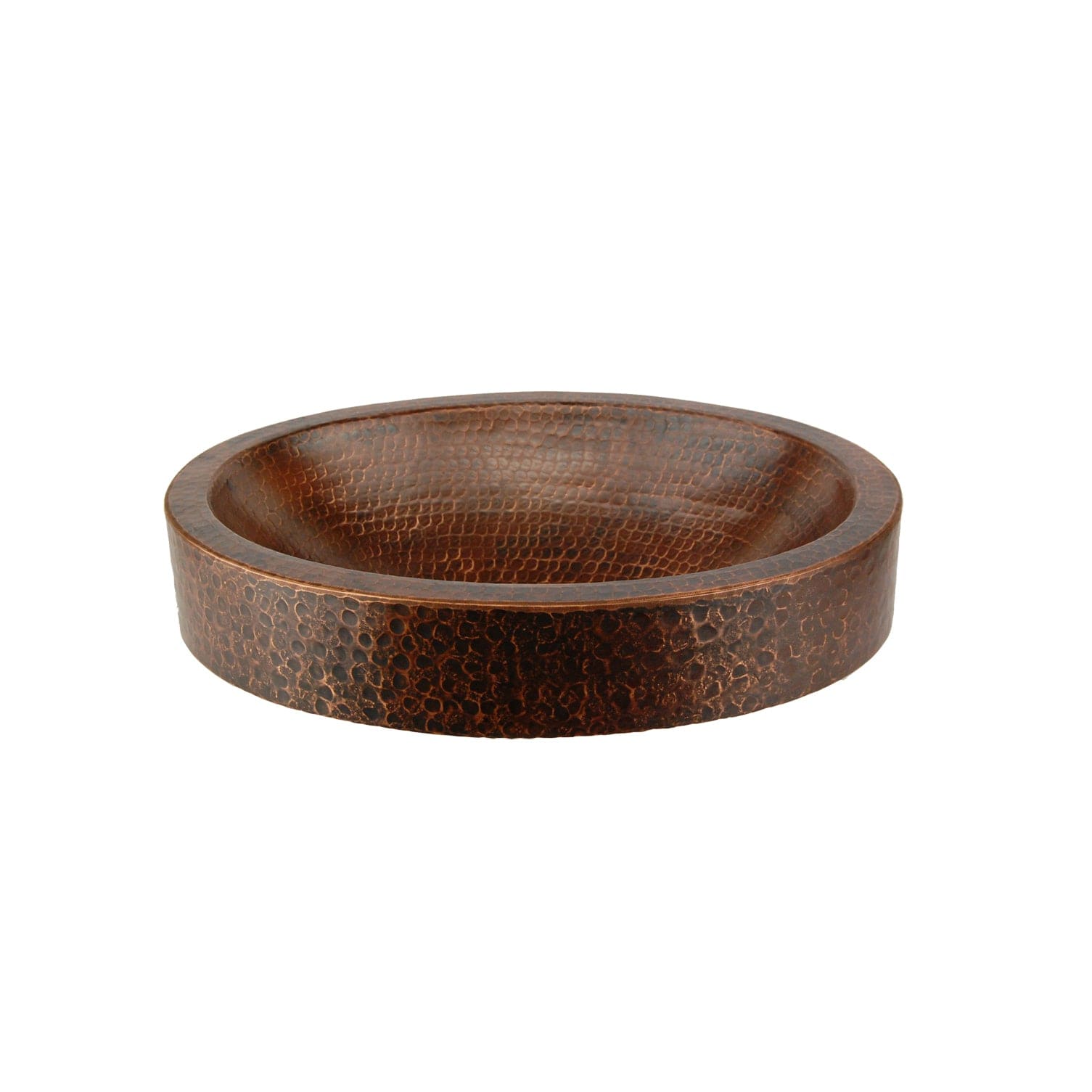 17" Compact Oval Skirted Vessel Hammered Copper Sink alt 0