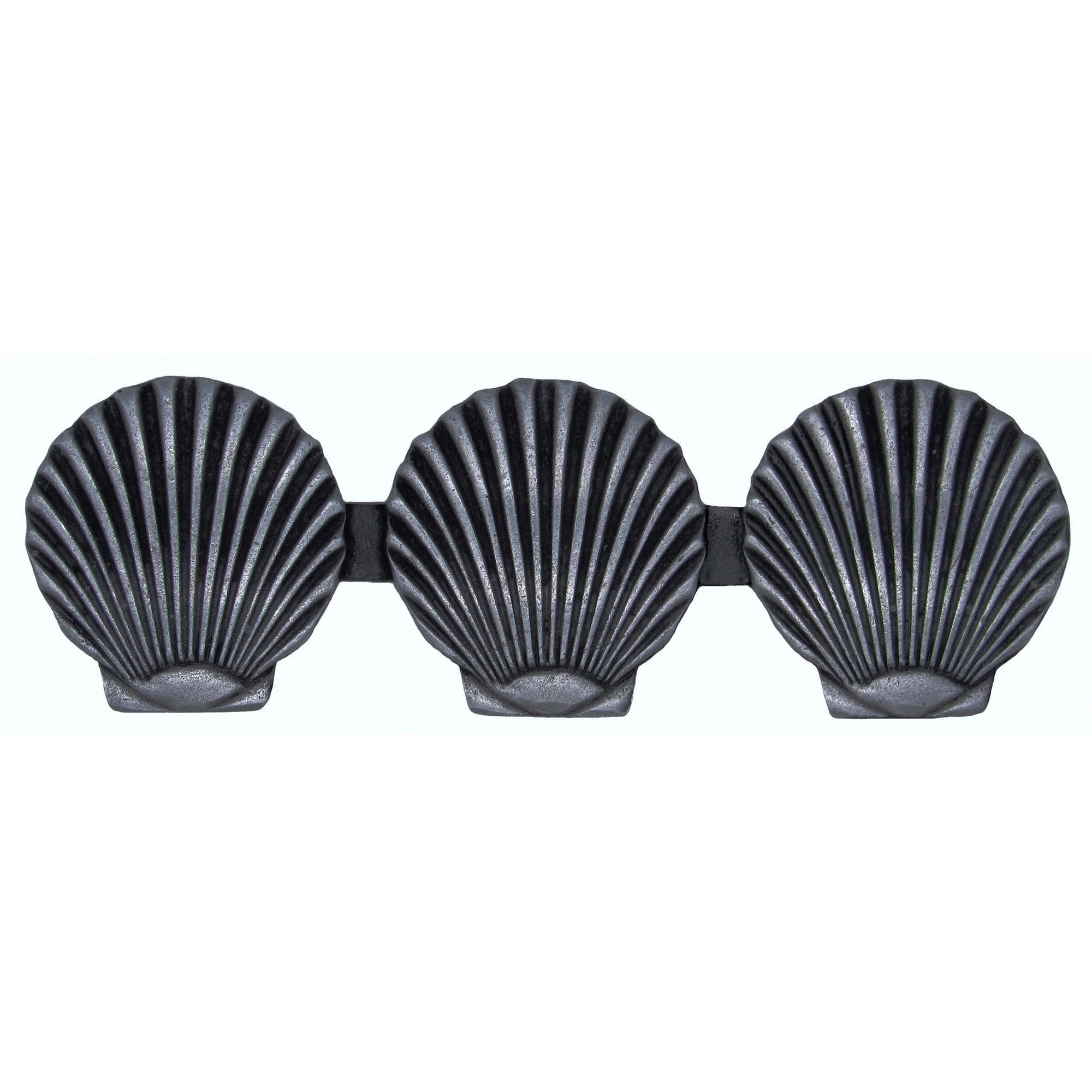 Triple Scallop Seashell Pull, Pewter Oxide alt 0