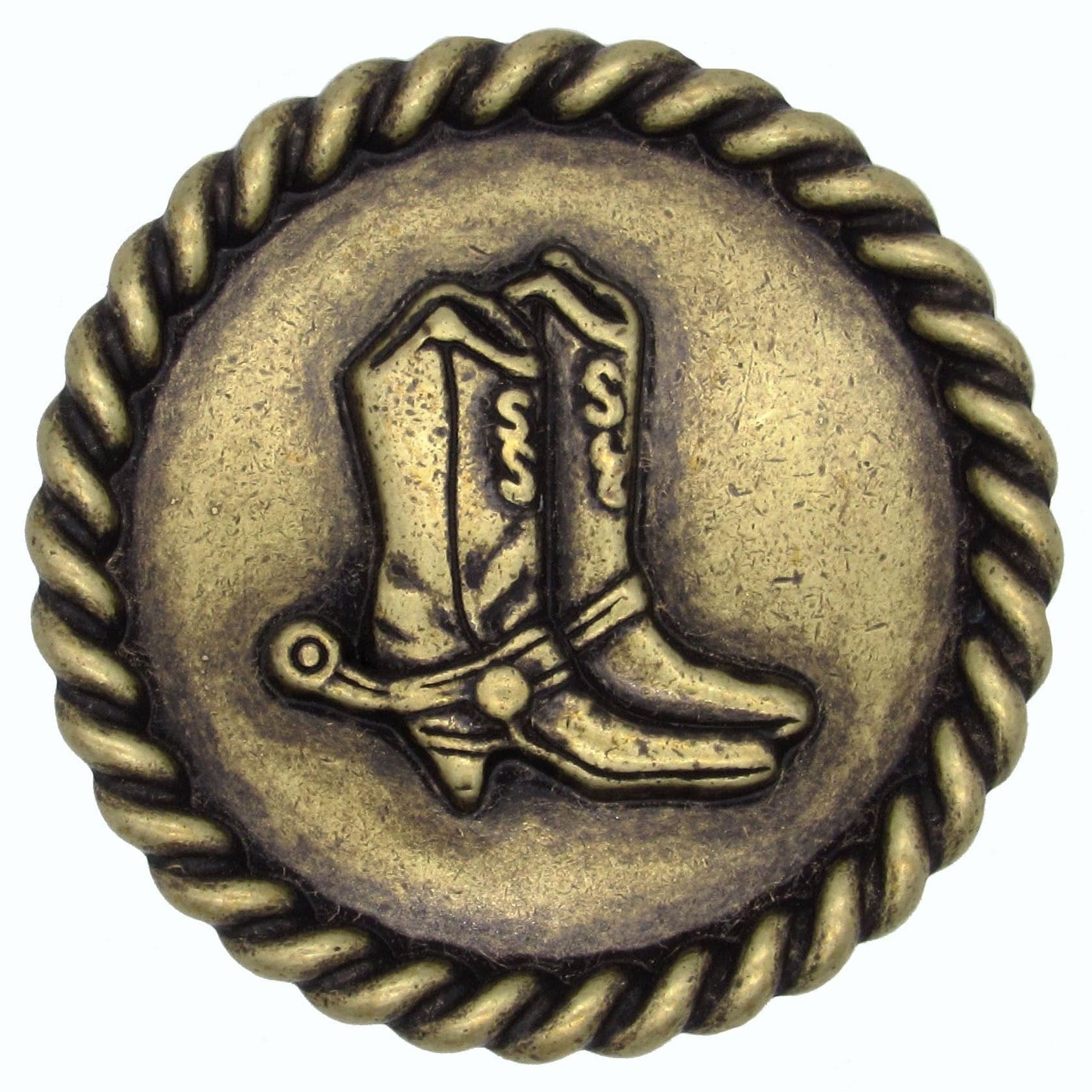 Cowboy Boots with Roped Edge Round Knob, Brass Oxide alt 0