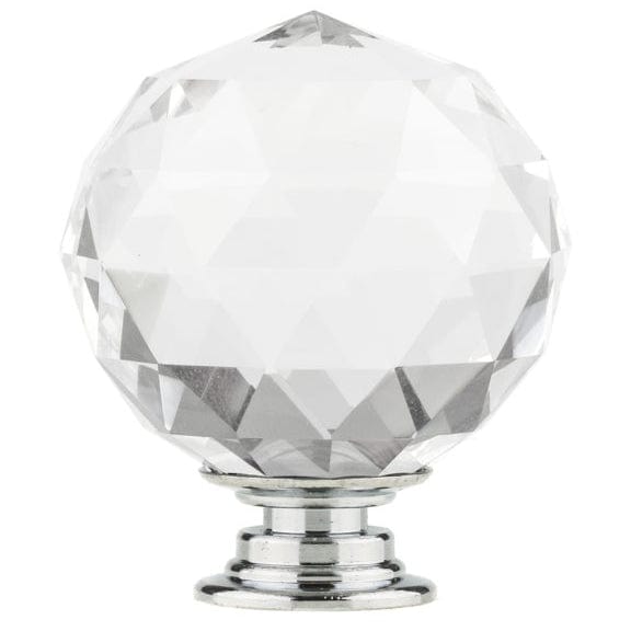 Contemporary Knob, 1-9/16" D, Crystal, Clear, Chrome alt 0