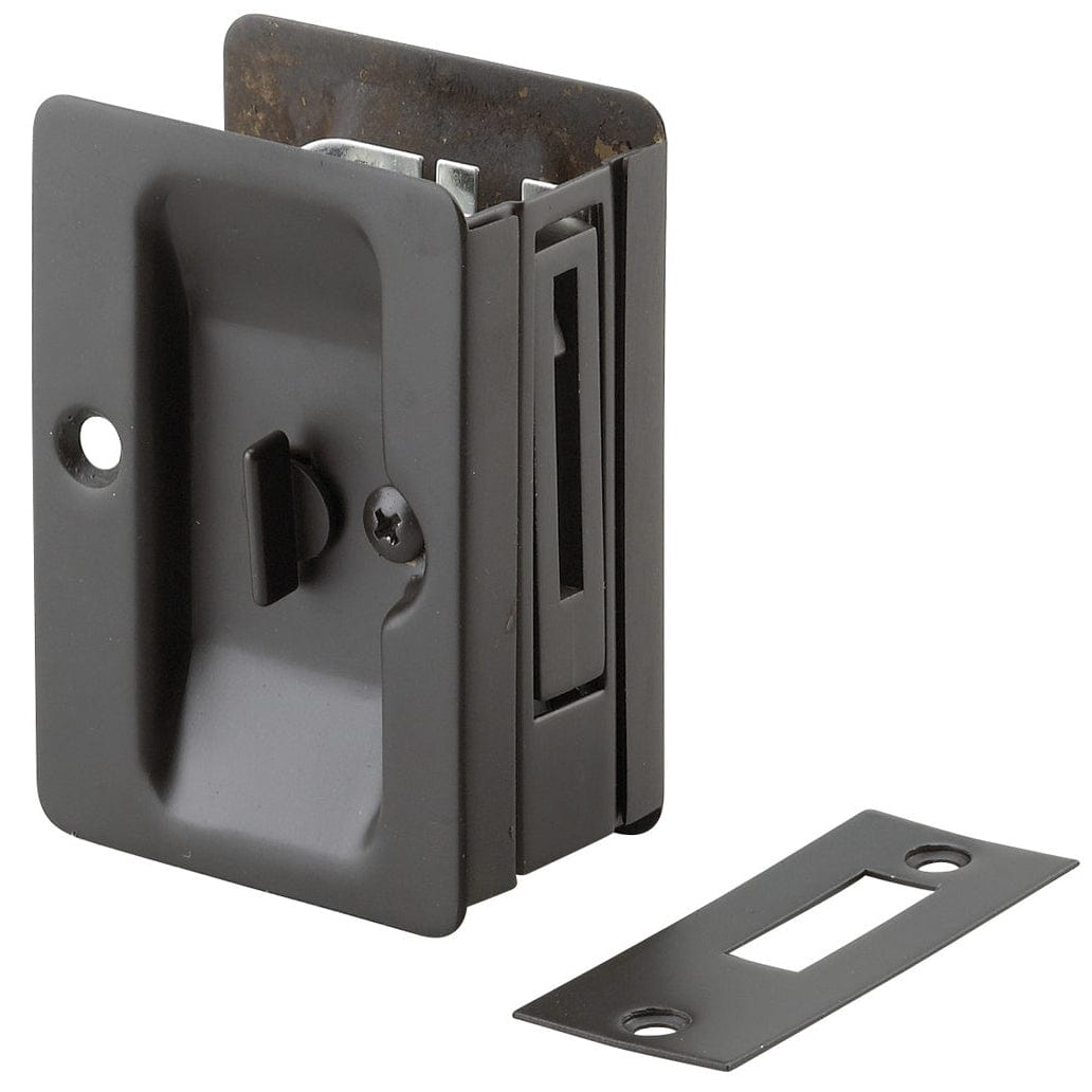 3-7/32" (82 mm) Pocket Door Pull Rectangular Oil-Rubbed Bronze Privacy alt 0