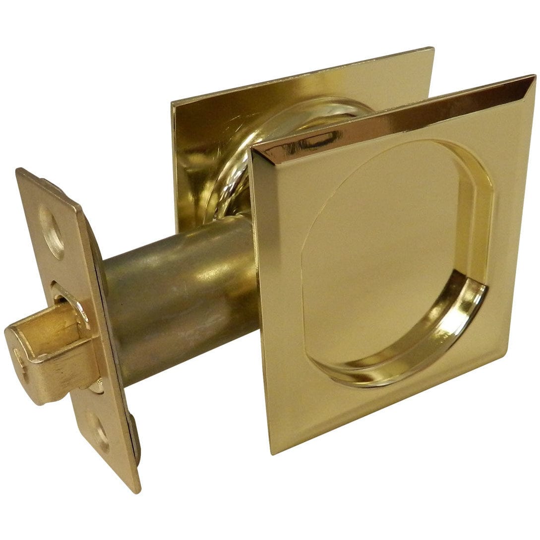 2-7/16" (62 mm) Pocket Door Pull Square Bright Brass Passage alt 0