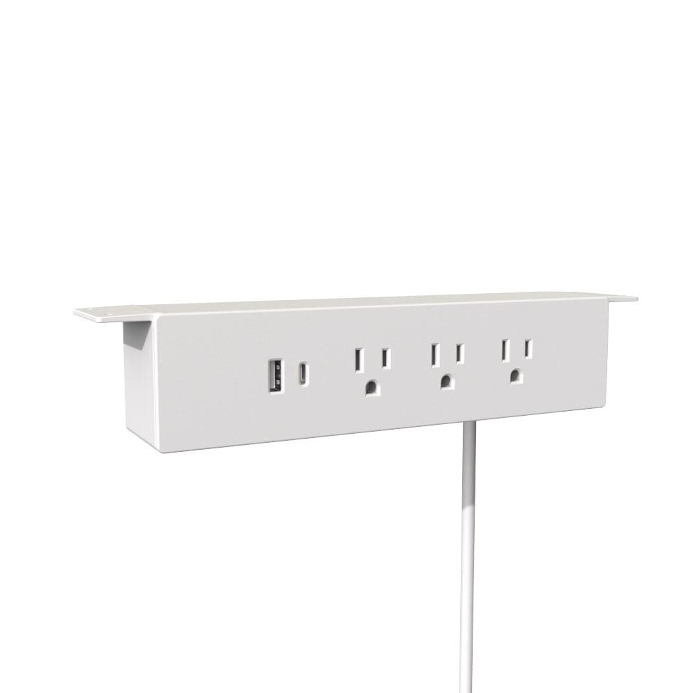 120 V Hanging Power Bar and USB Charging Station, White alt 0