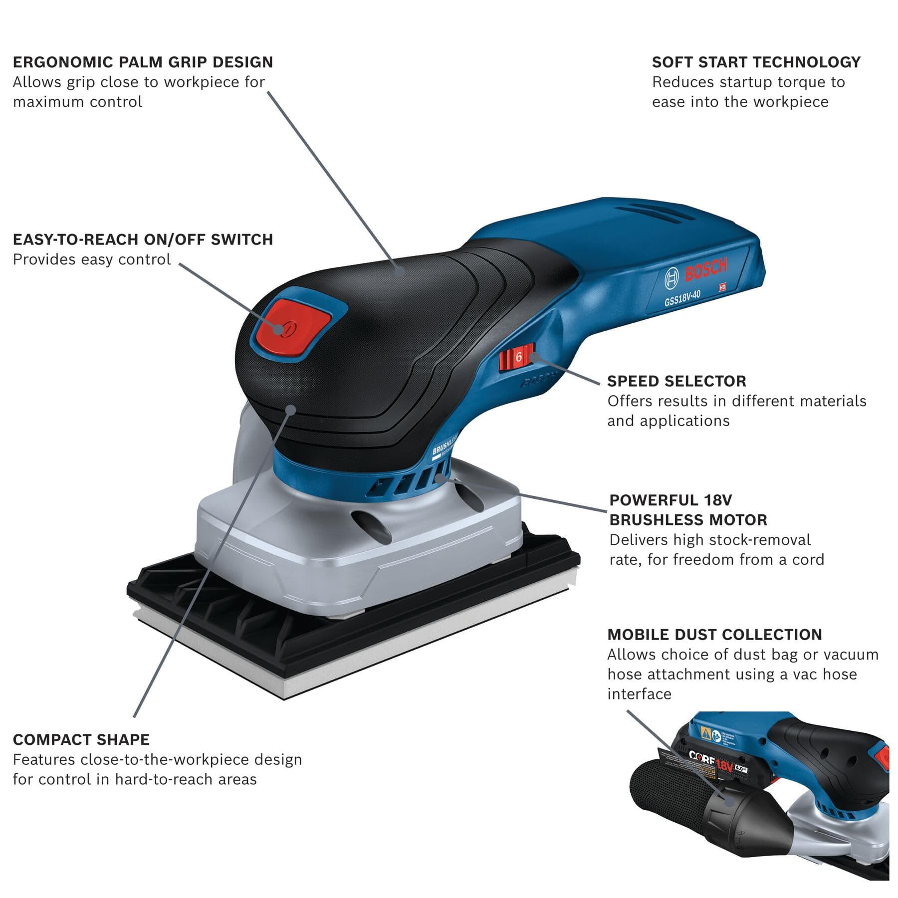 18V Brushless 1/4-Sheet Orbital Finishing Sander - Tool Only alt 0