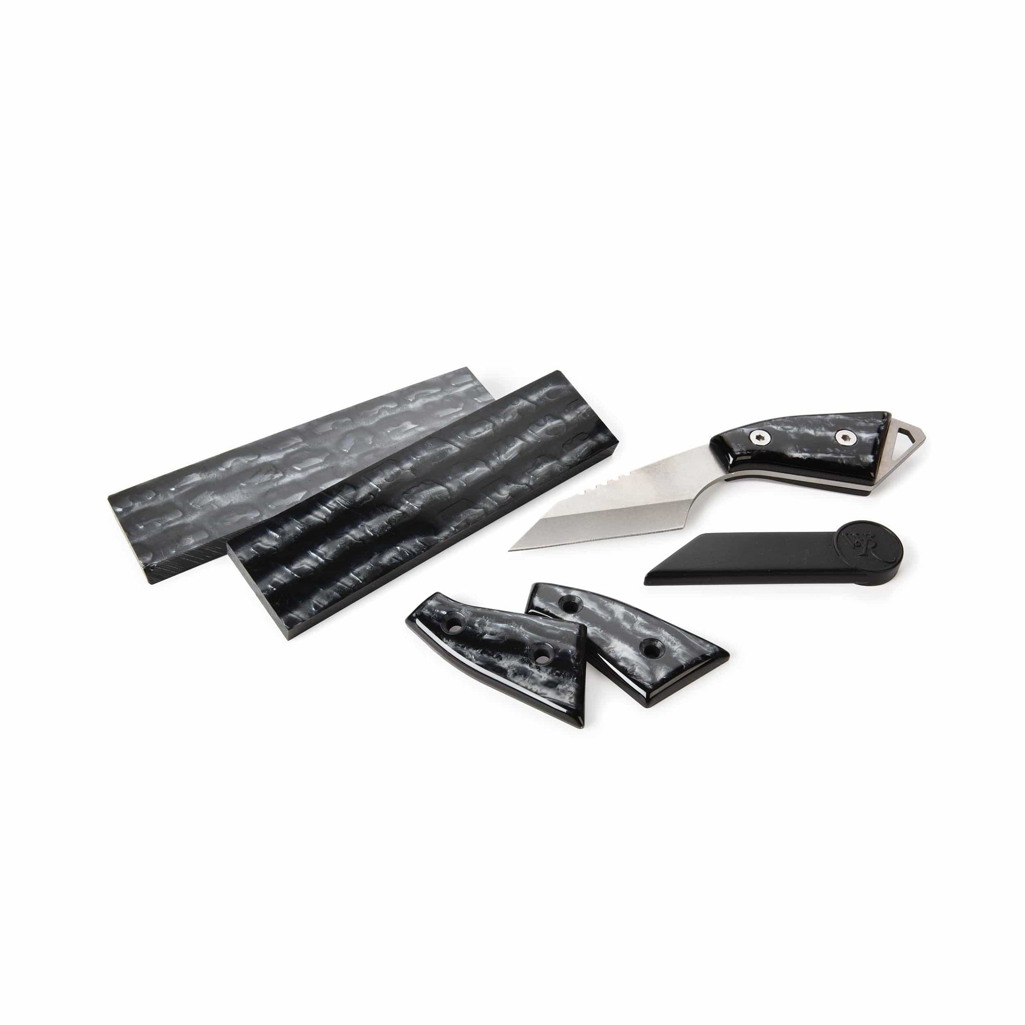 Poly Resin Knife Scales - 3/8" x 2" x 7" - Liquid Silver - Pair alt 0