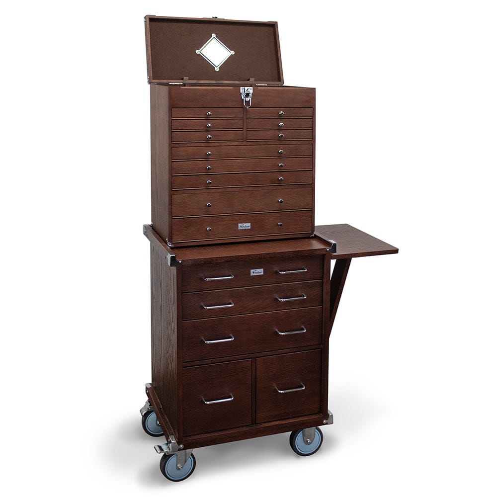 16-Drawer 2 Piece Hobby Roller Set - Dark Oak