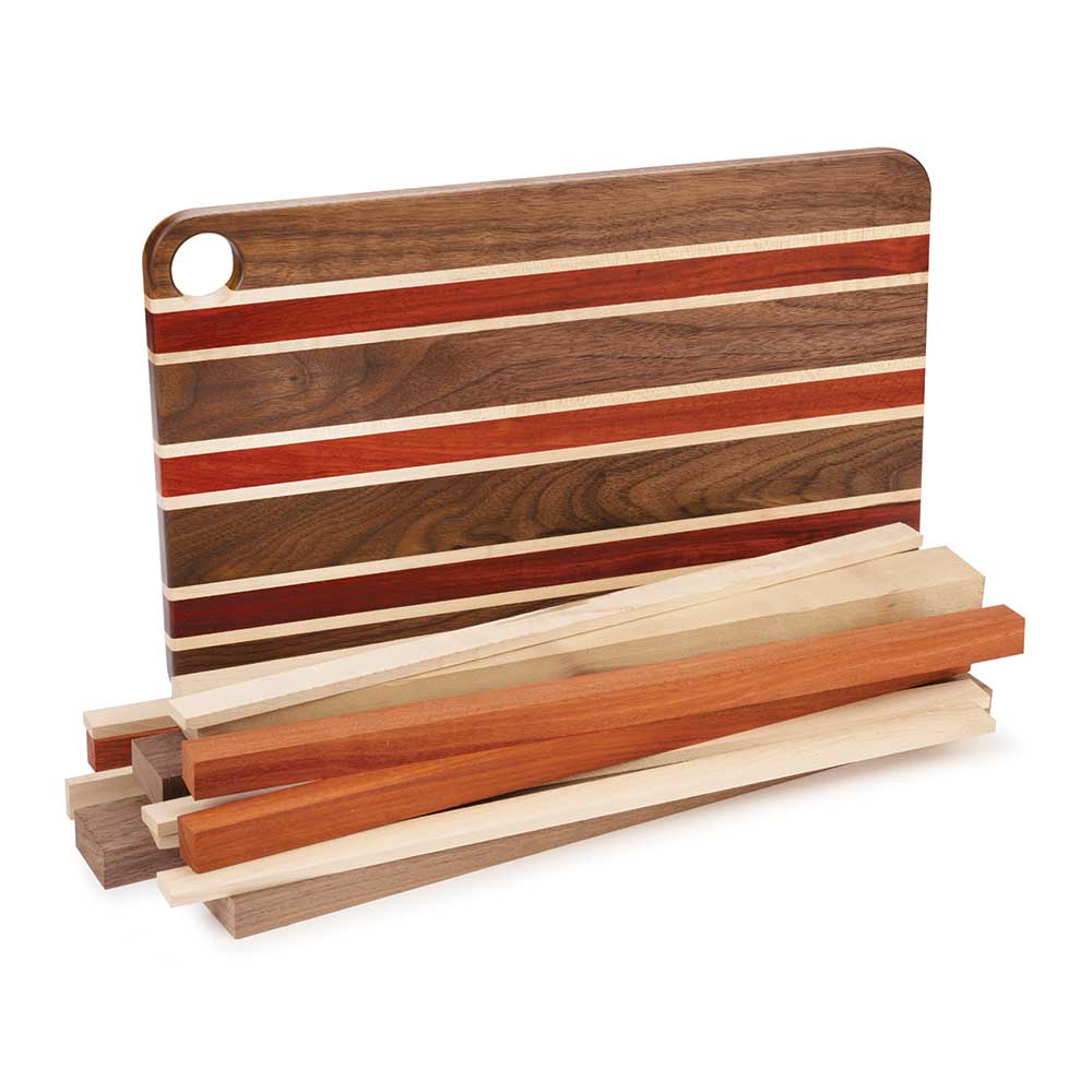 Heritage Blend Cutting Board Kit - 3/4" x 9-3/4" x 16" - Padauk, Walnut, Maple