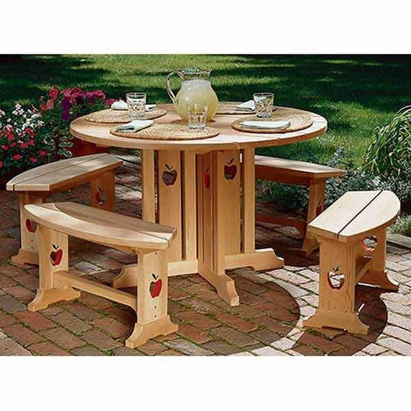 Woodworking Project Paper Plan to Build Apple Patio Table & Benches alt 0