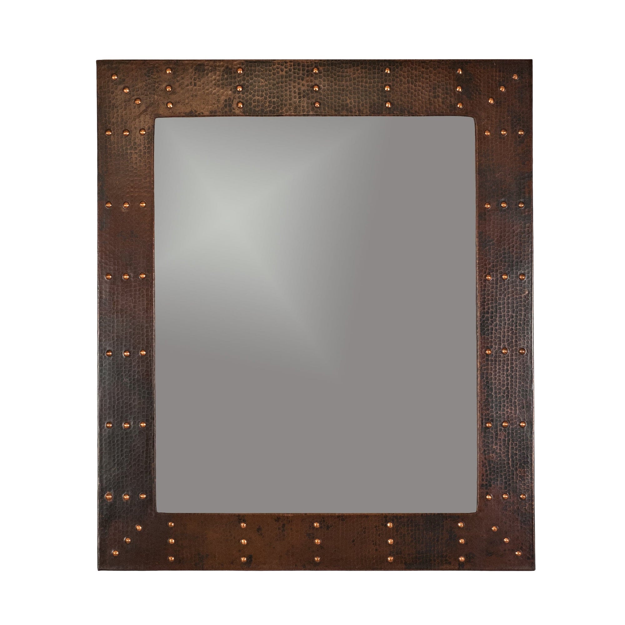 36" Hand Hammered Rectangle Mirror with Hand Forged Rivets alt 0