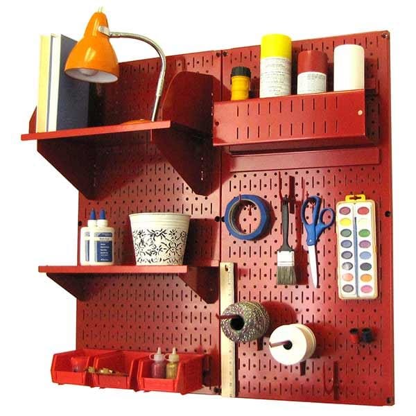 Pegboard Hobby Craft Pegboard Organizer Storage Kit with Red Pegboard and Red Accessories alt 0