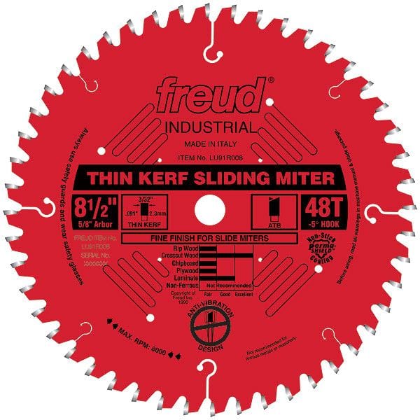 LU91R008 Sliding Compound Miter Saw Blade 8-1/2" x 5/8" Bore x 48 Tooth ATB alt 0