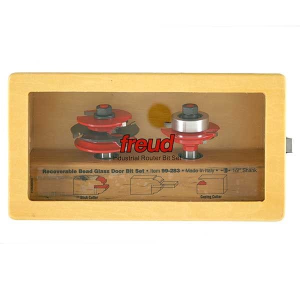 99-283 Recoverable Bead Glass Door Router Router Bit Set 2 Piece Bead Profile 1/2"SH alt 0