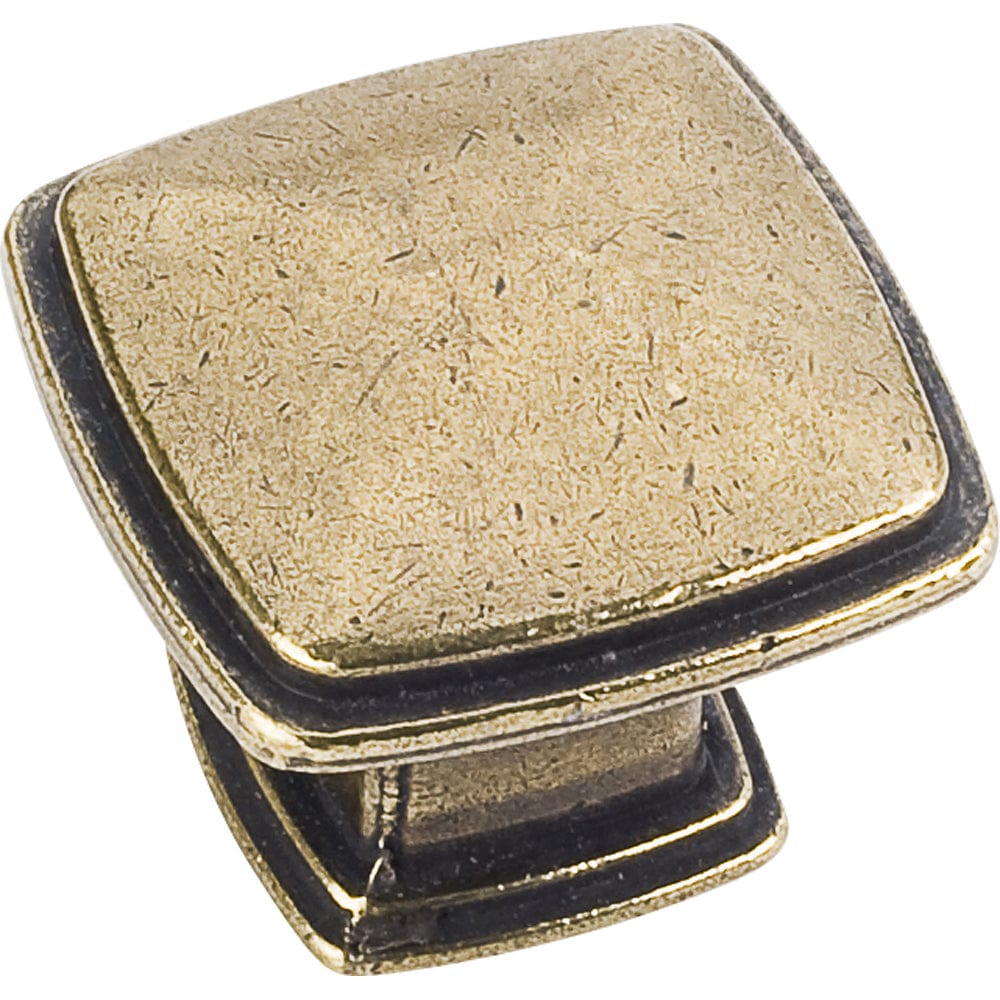 Milan 1 Plain Square Knob, 1-3/16" O.L.,, Distressed Antique Brass alt 0