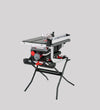 Compact SawStop table saw with stand, safety guard, and adjustable fence system