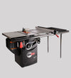 SawStop professional table saw with safety blade guard and fence system in workshop setting