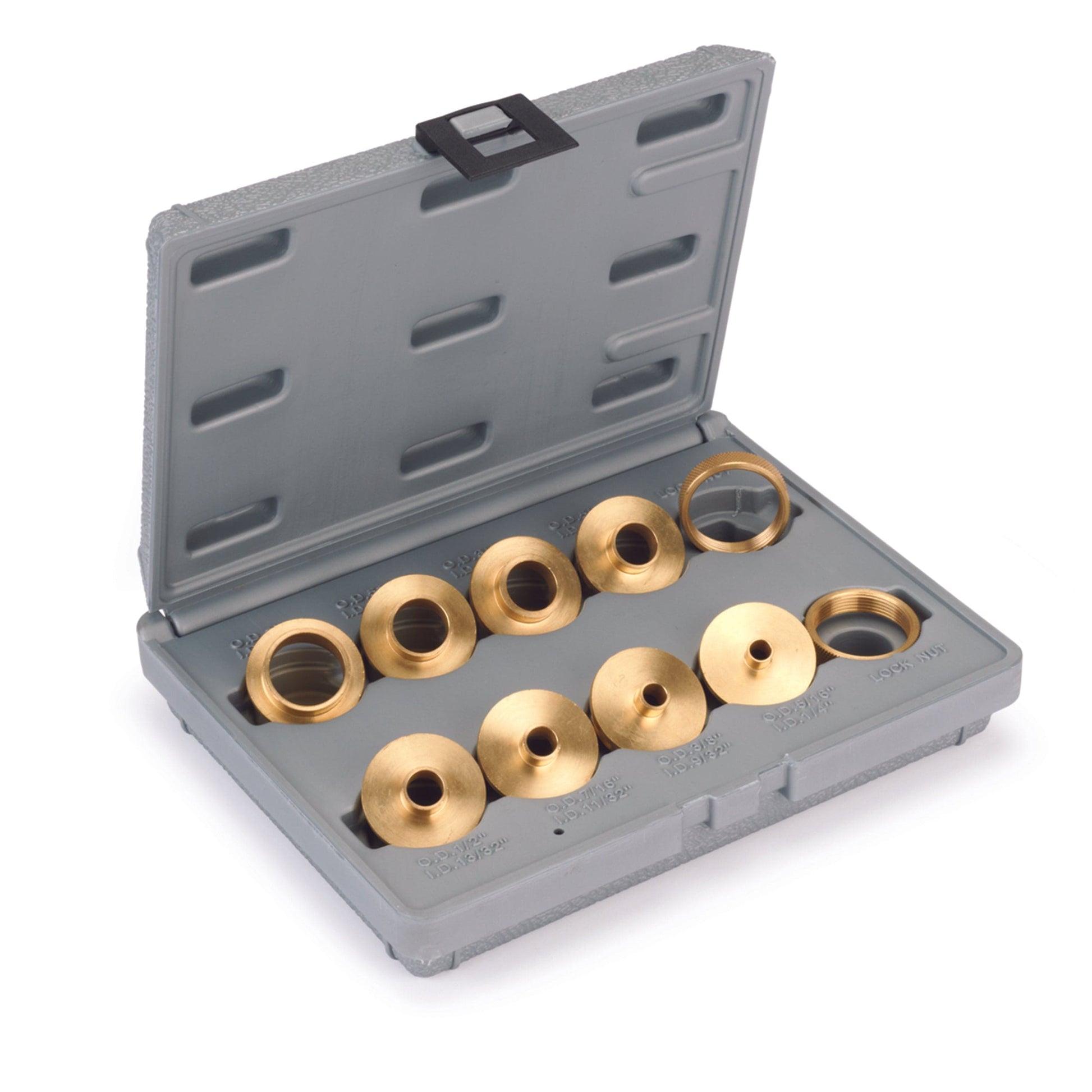 Router Bushing Set with Case - Brass - 10 Piece alt 0