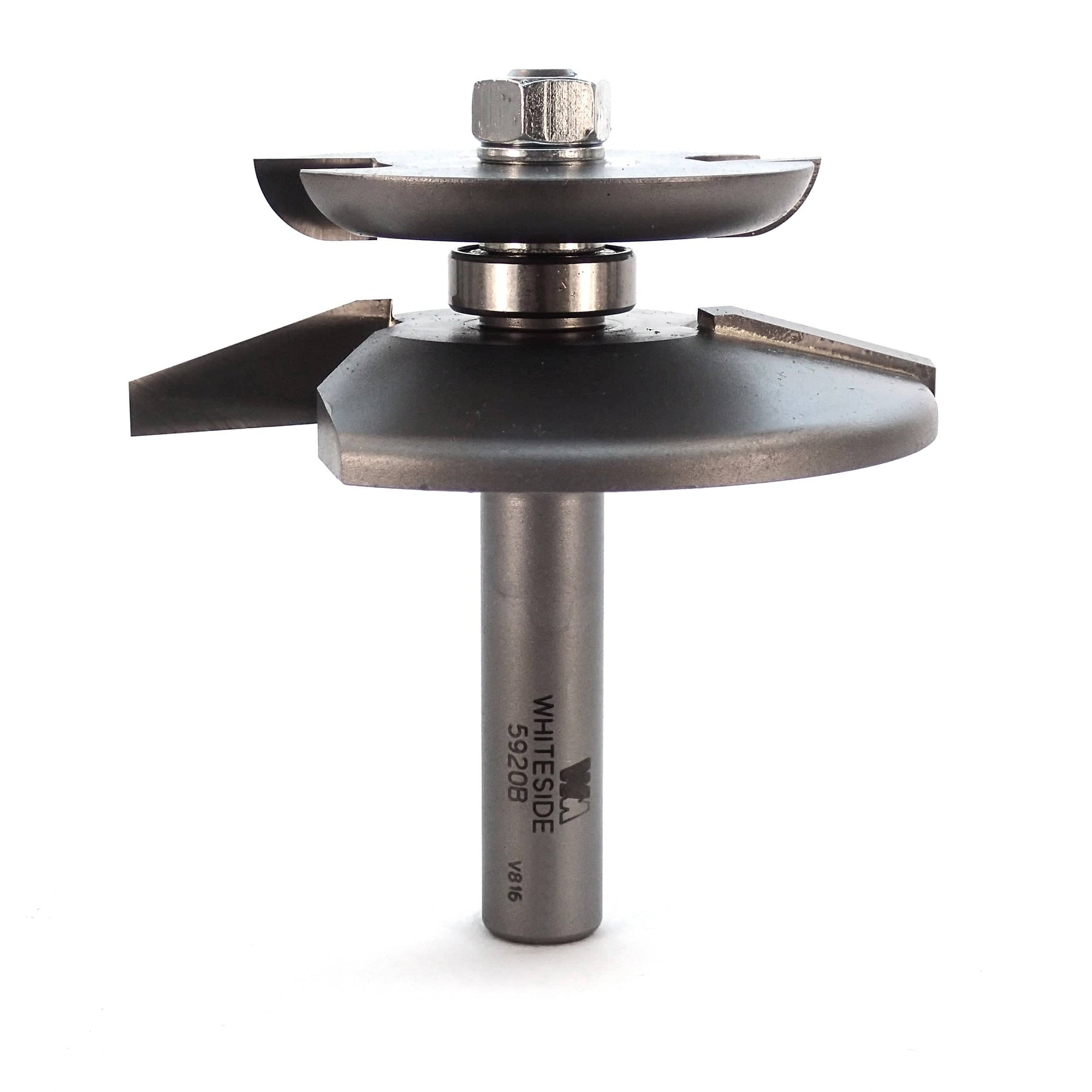 5920B 2-Wing Large Raised Panel Router Bit 3-1/4" D with Back Cutter, Straight alt 0