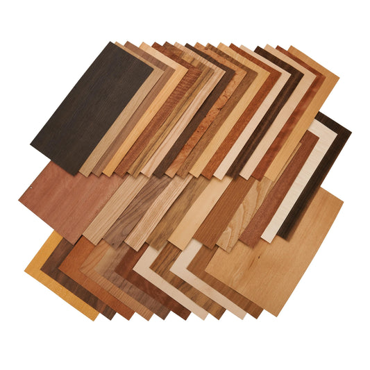 Domestic and Exotic Wood Veneer Pack - 5-1/2" to 7-1/2" Width - Mixed Variety - 20 Square Feet alt 0