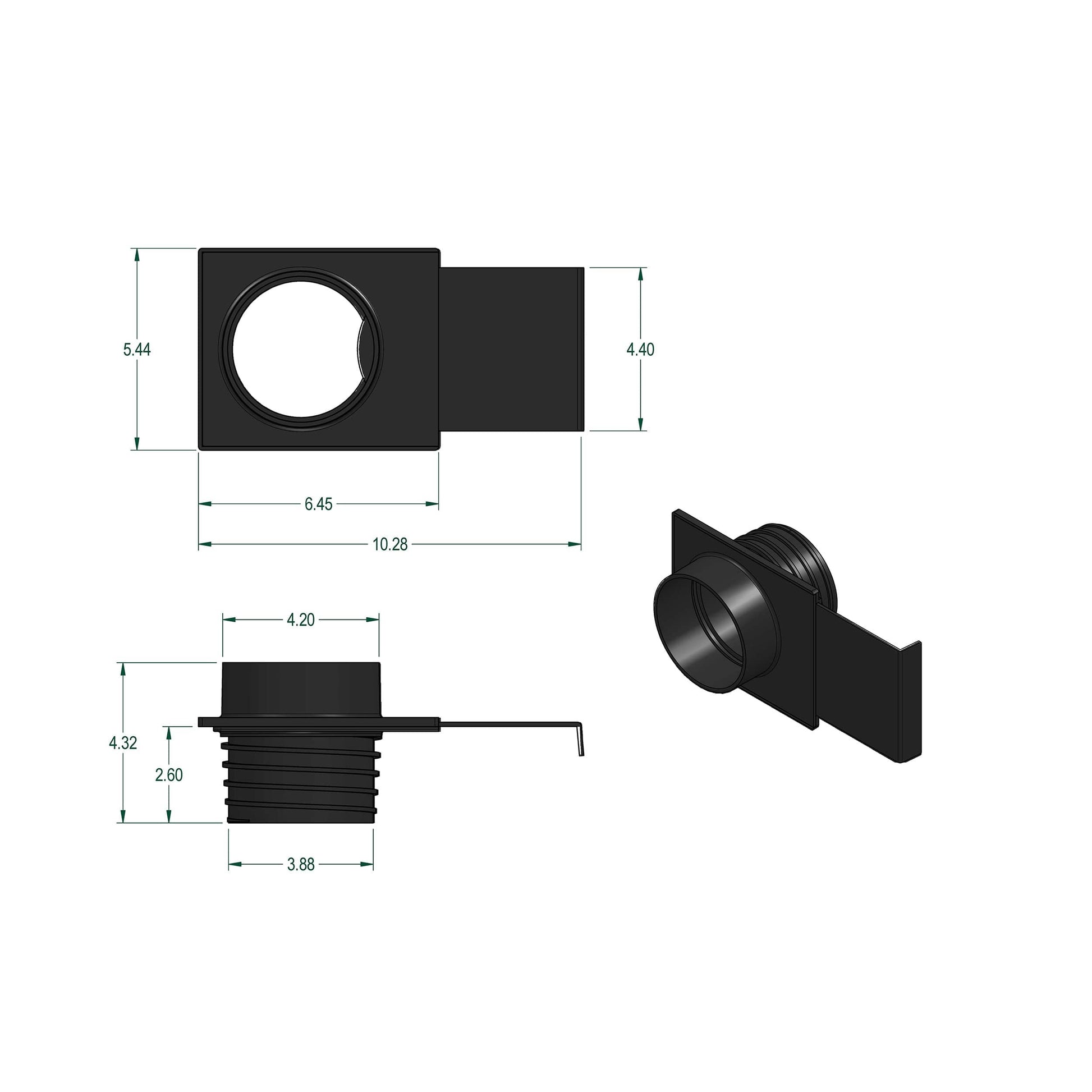 4" Quick-Connect to Threaded ABS Blast Gate Fitting alt 0