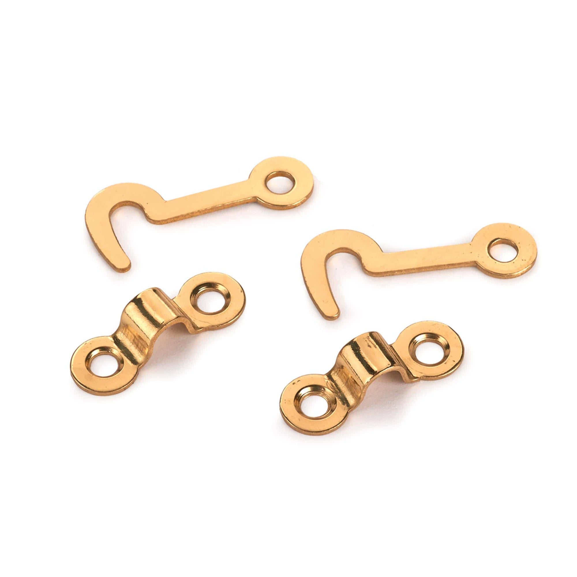 Solid Brass Miniature Hook and Staples Latch Hinge with Fasteners - 2 Pack alt 0