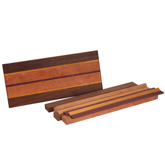 Cutting Board Kit - 3/4" x 7" x 16" - Walnut, Cherry, Yellowheart & Purpleheart alt 0
