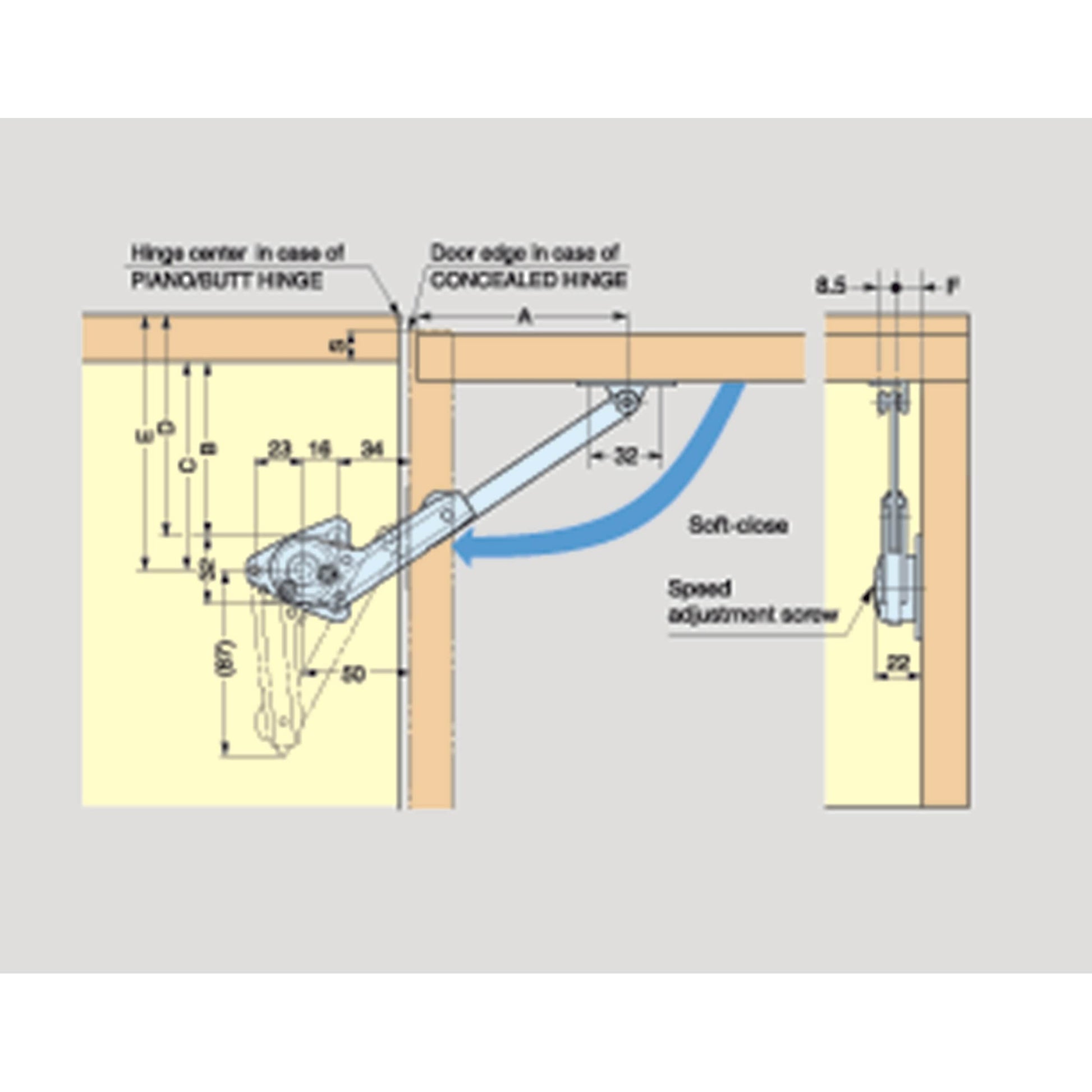 Adjustable Soft Down Lid Stay Model NSDX-35 Right alt 0