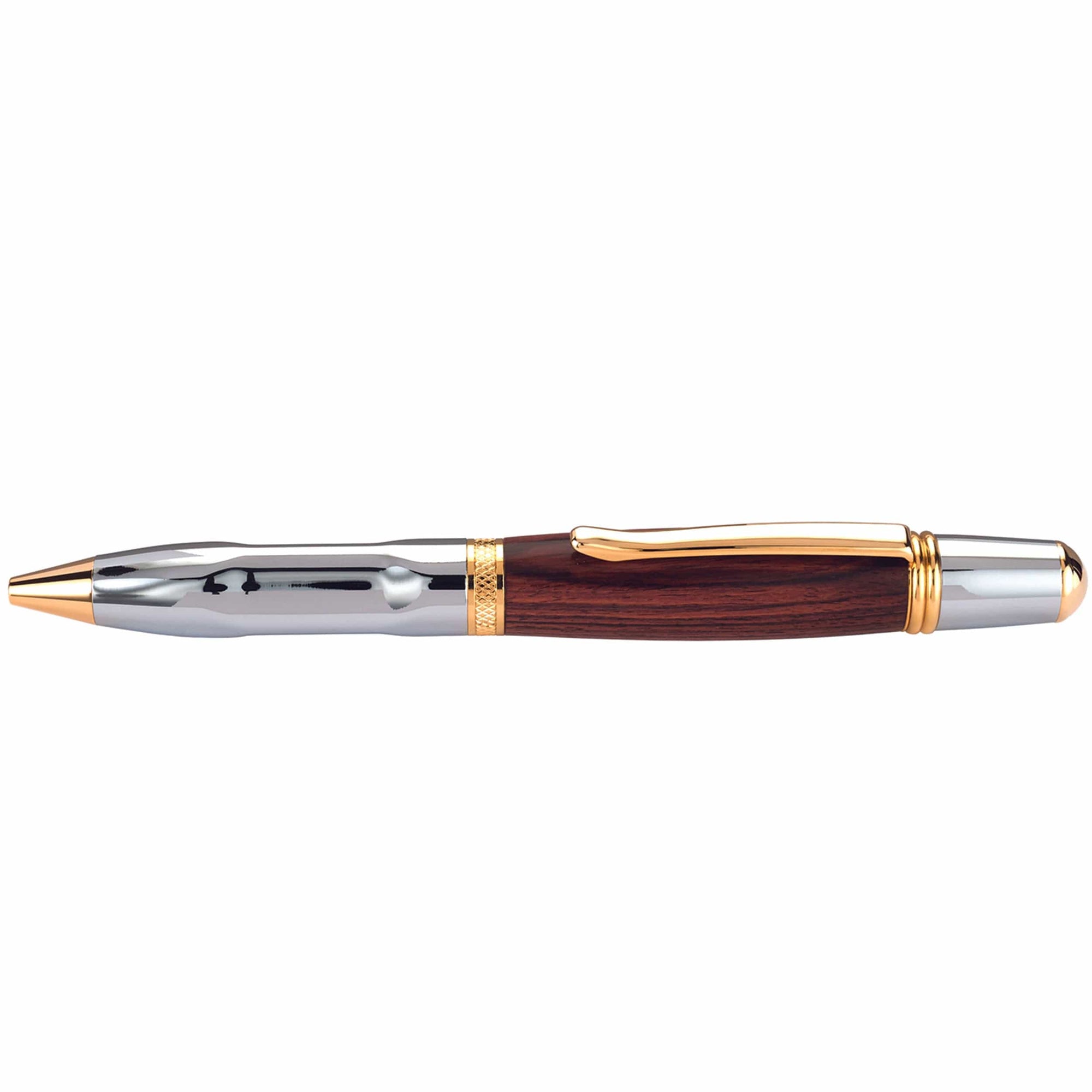 Wall Street II Grip Ballpoint Pen Kit - Chrome & Woodcraft Gold