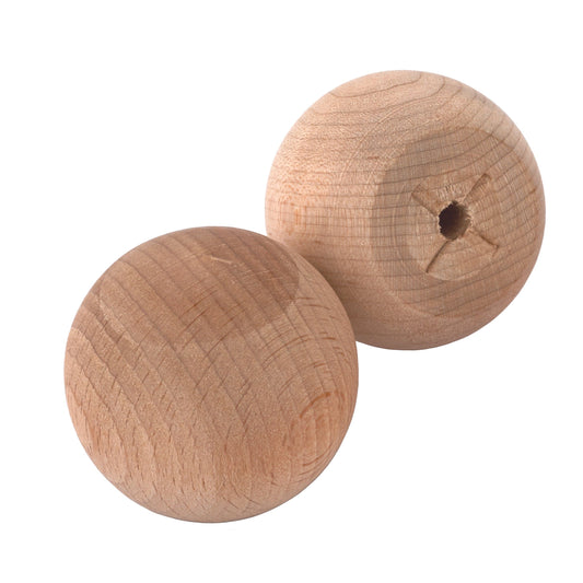 Hardwood Ball Knob w/Screws - 1-1/2" Diameter - 1" Flat - 2 Piece alt 5