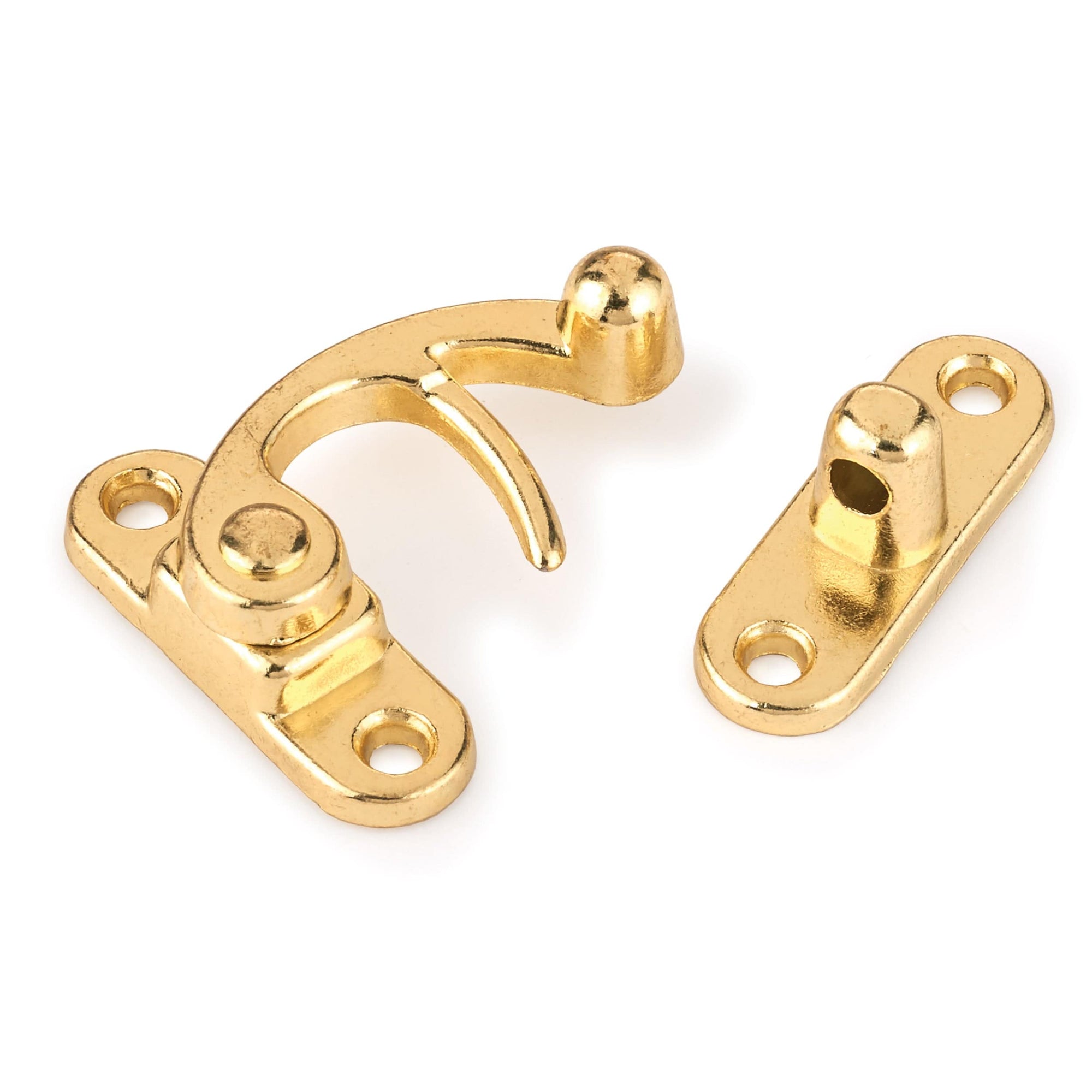 Hook Latch with Screws - Small - Polished Brass Plated alt 0