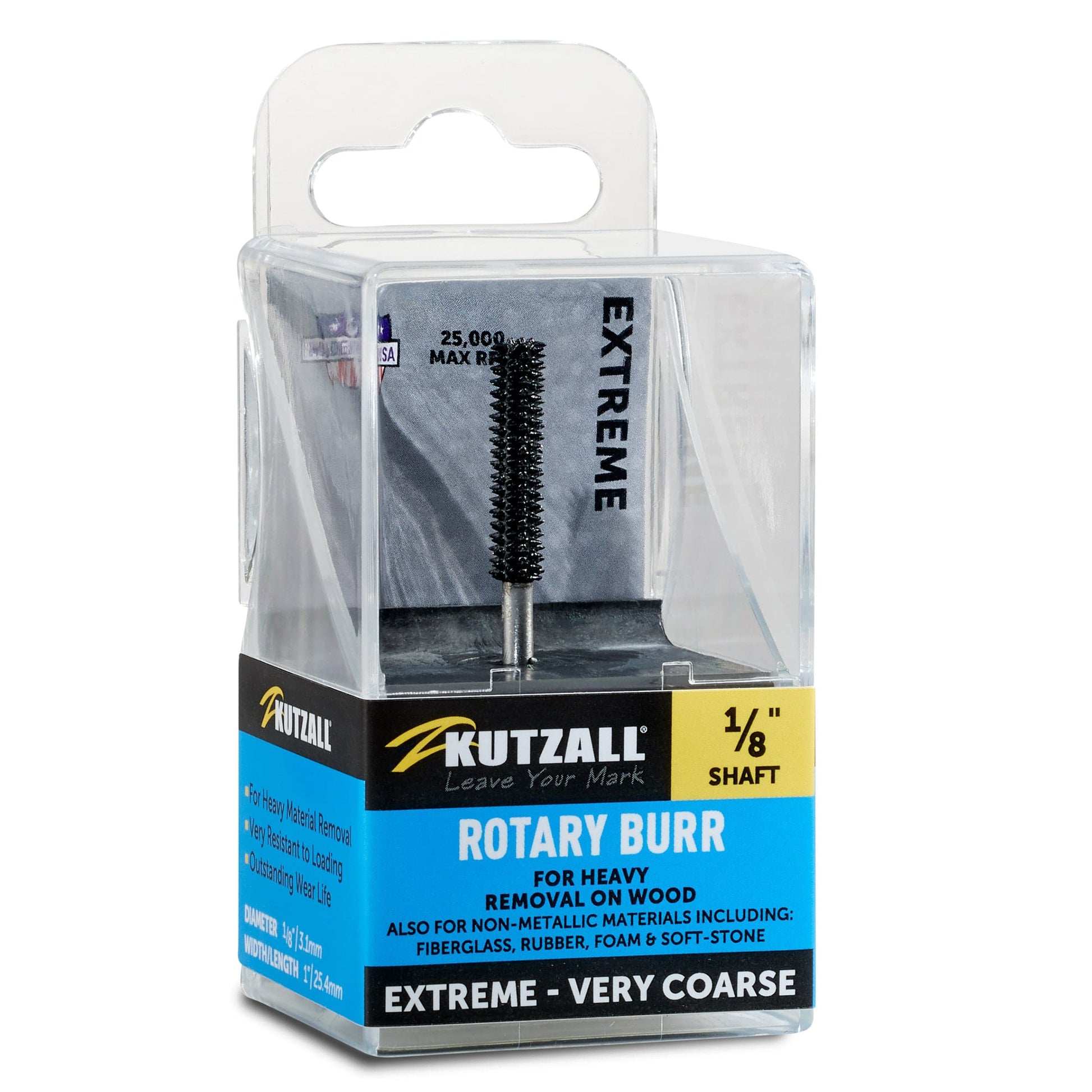 Extreme Cylinder Burr, 1/8" Shaft, Very Coarse (1/8" x 7/8") alt 0