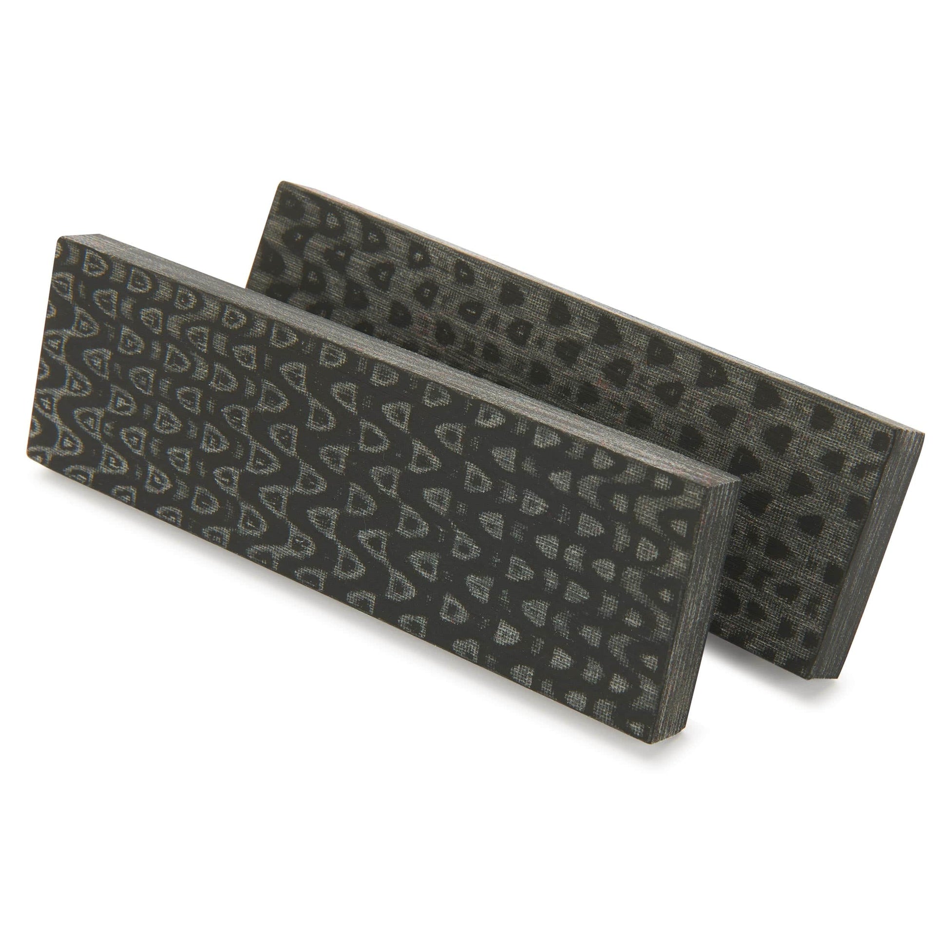 3D Micarta Knife Scales - 3/8" x 2" x 5" - Black and Gray Quail Feather - Pair alt 0