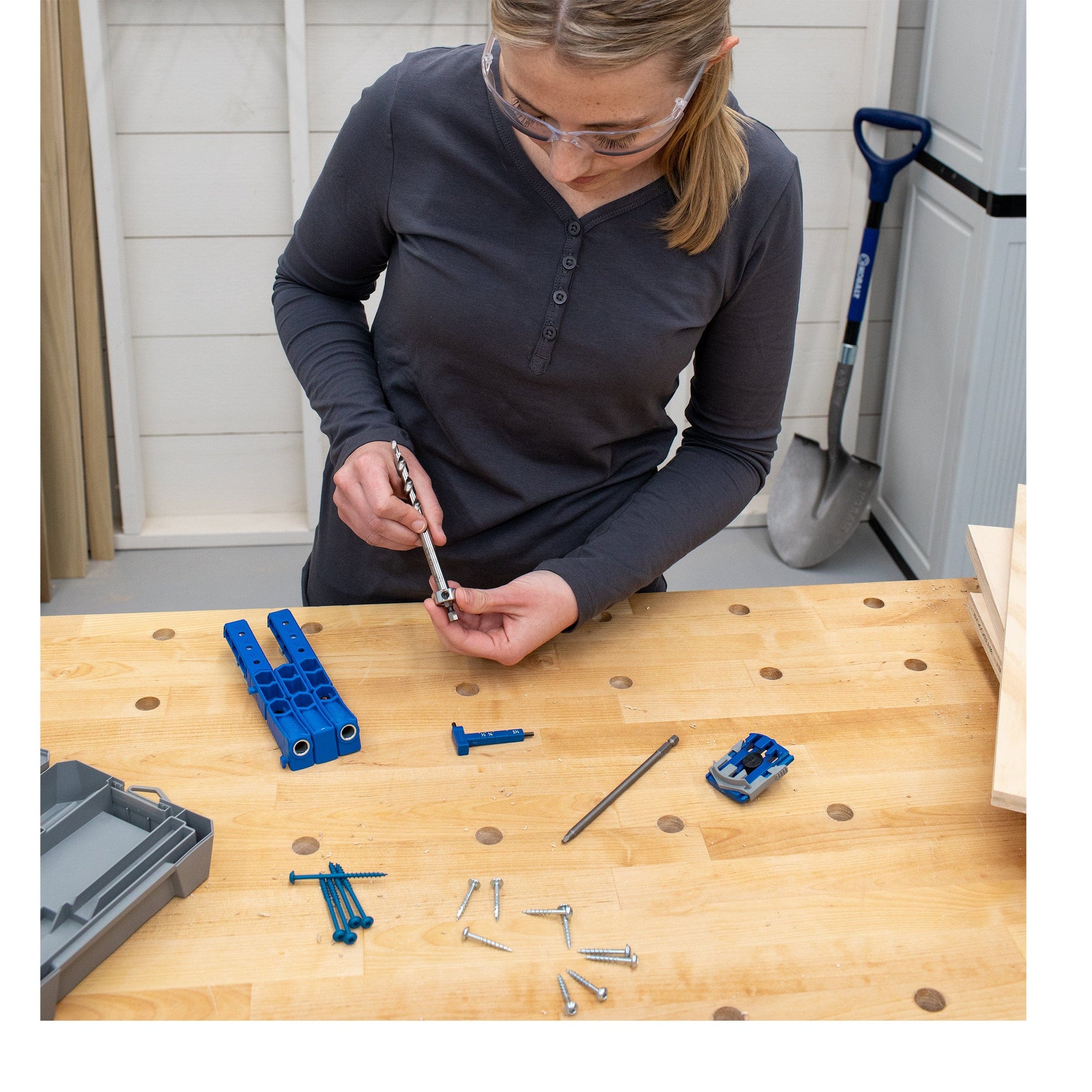 Easy-Set Pocket-Hole Drill Bit With Stop Collar And Hex Gauge alt 0