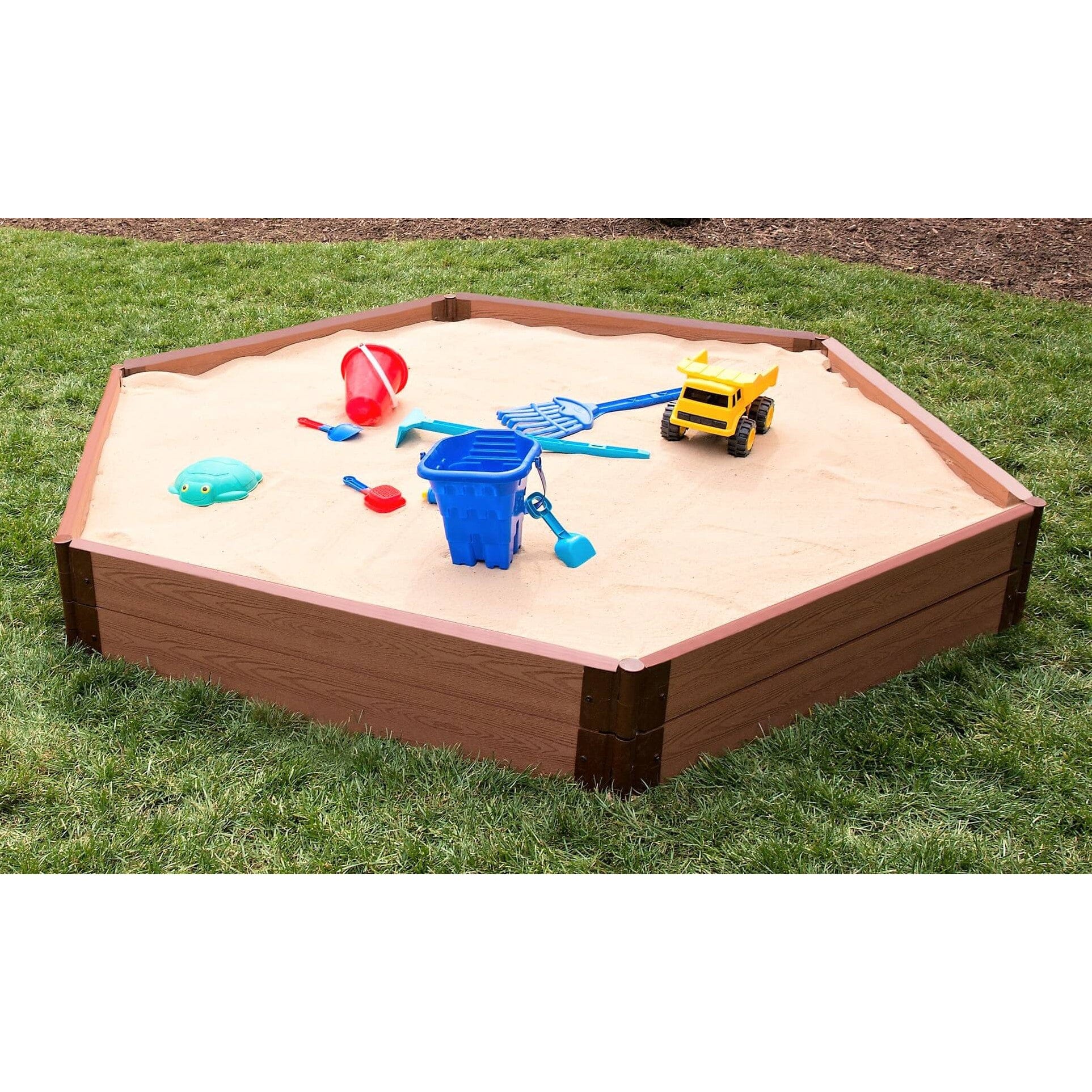 Classic Sienna 7' x 8' x 11" Composite Hexagon Sandbox Kit - 2" profile alt 0
