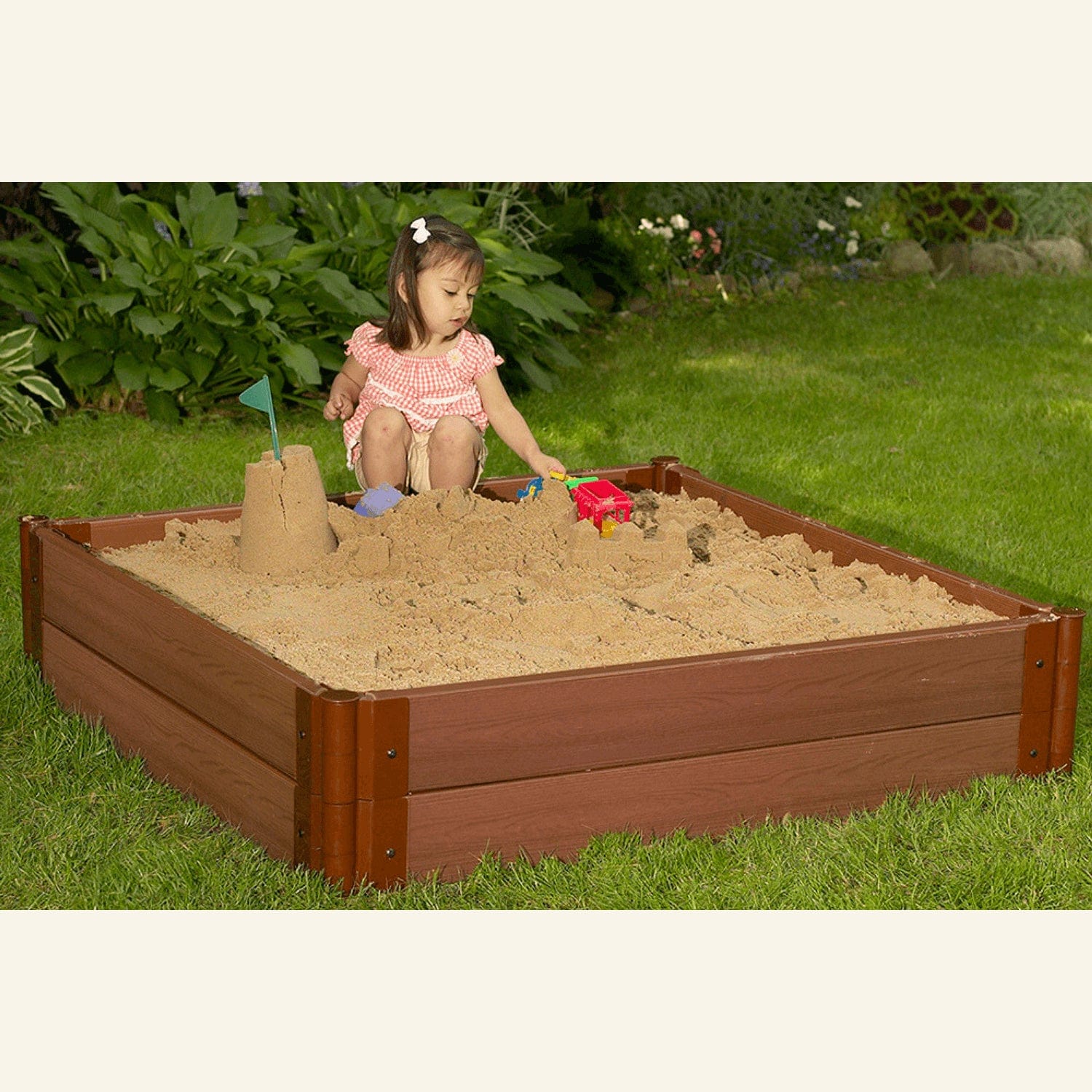 Classic Sienna 4' x 4' x 11" Composite Square Sandbox Kit - 2" profile alt 0