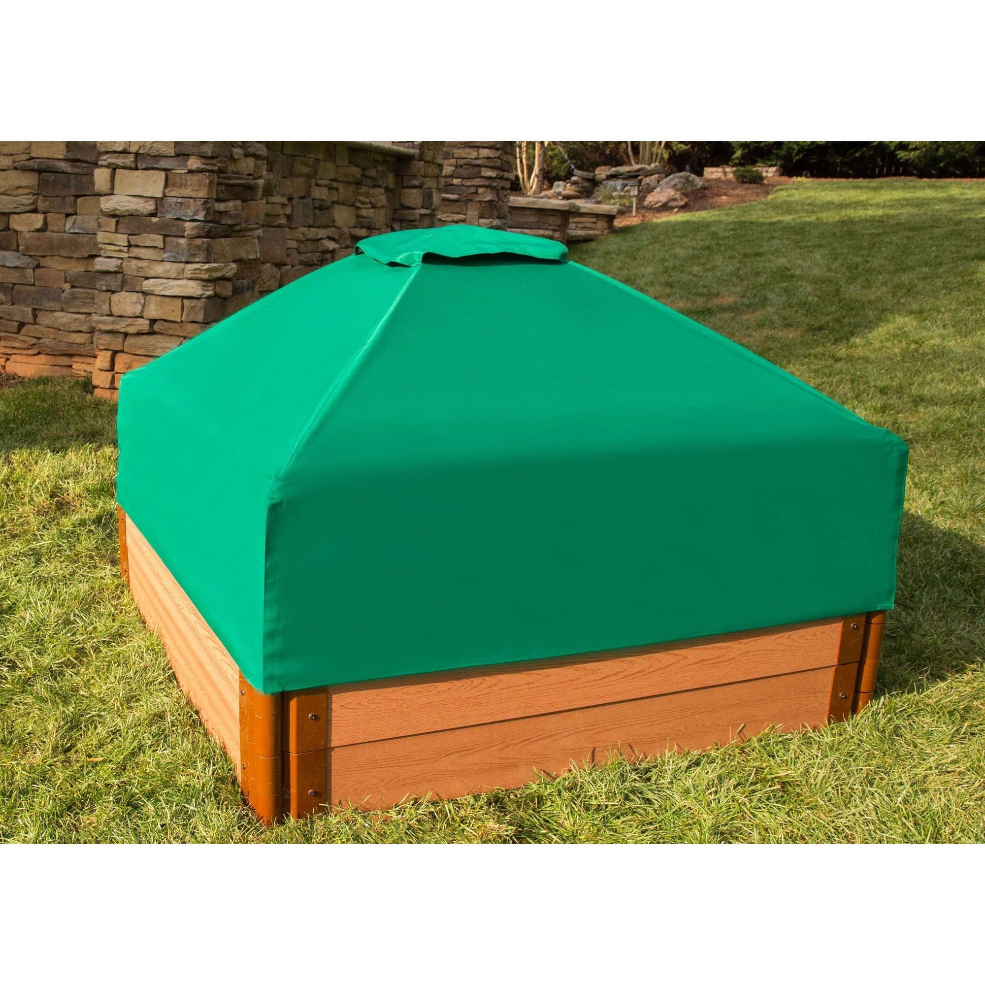 Classic Sienna 4' x 4' x 11" Composite Square Sandbox Kit with Telescoping Canopy/Cover - 2" profile alt 0