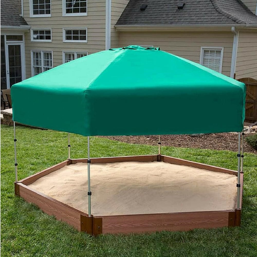 Classic Sienna 7' x  8' x 5.5 " Composite Hexagon Sandbox Kit with Telescoping Canopy/Cover - 2" profile alt 5