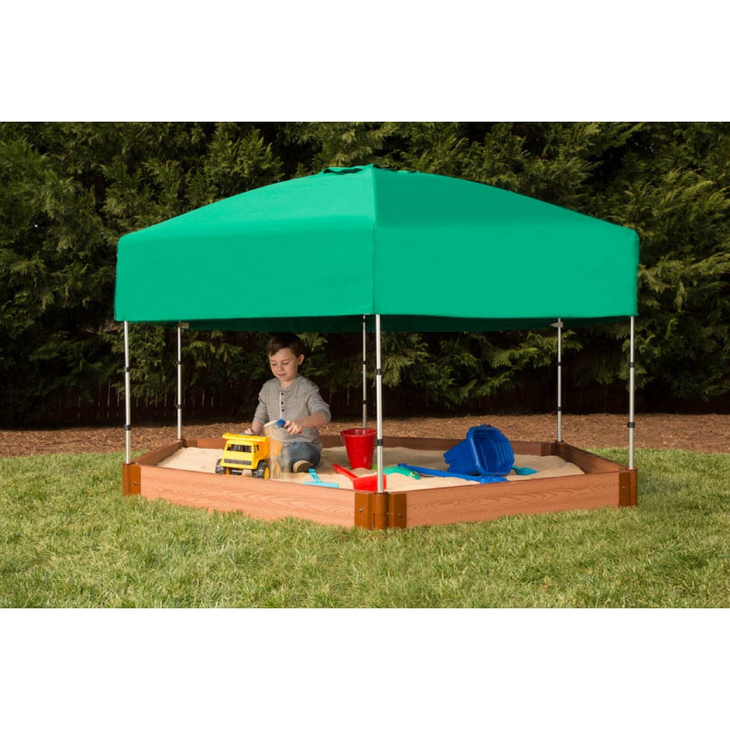 Classic Sienna 7' x  8' x 5.5 " Composite Hexagon Sandbox Kit with Telescoping Canopy/Cover - 2" profile alt 5