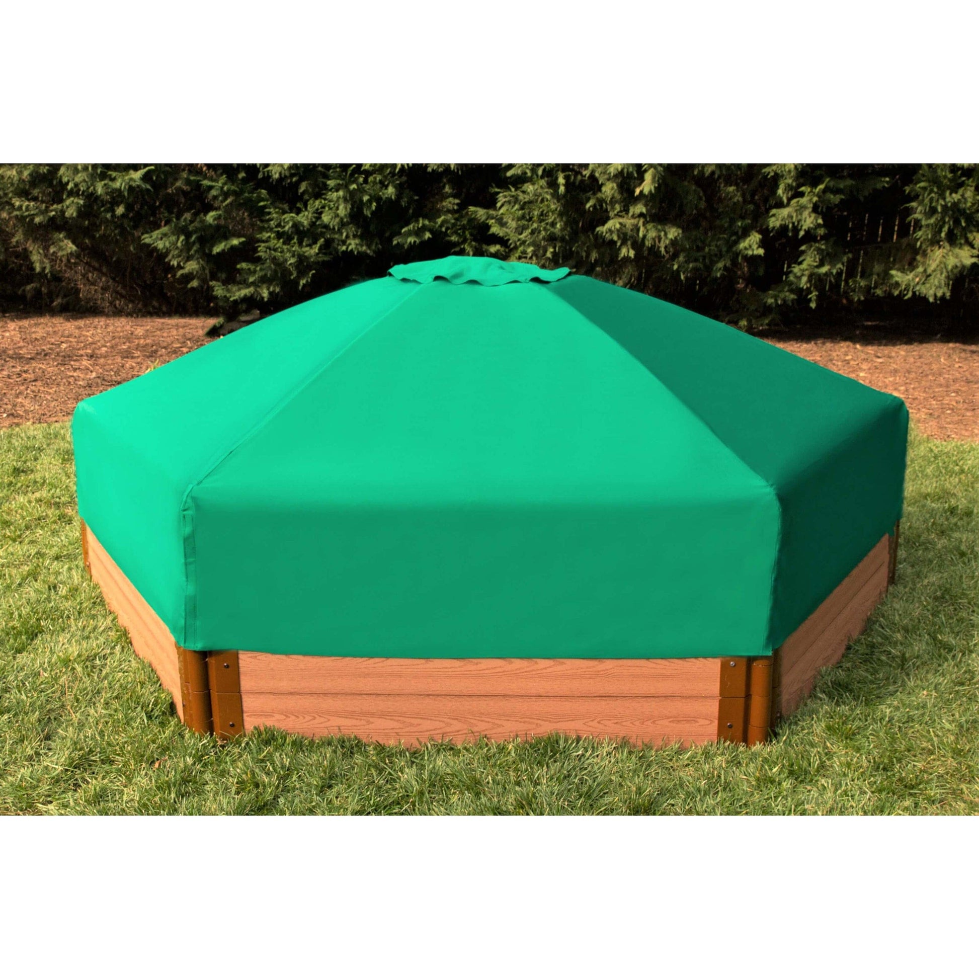 Classic Sienna 7' x  8' x 11 " Composite Hexagon Sandbox Kit with Collapsible Cover - 2" profile alt 0