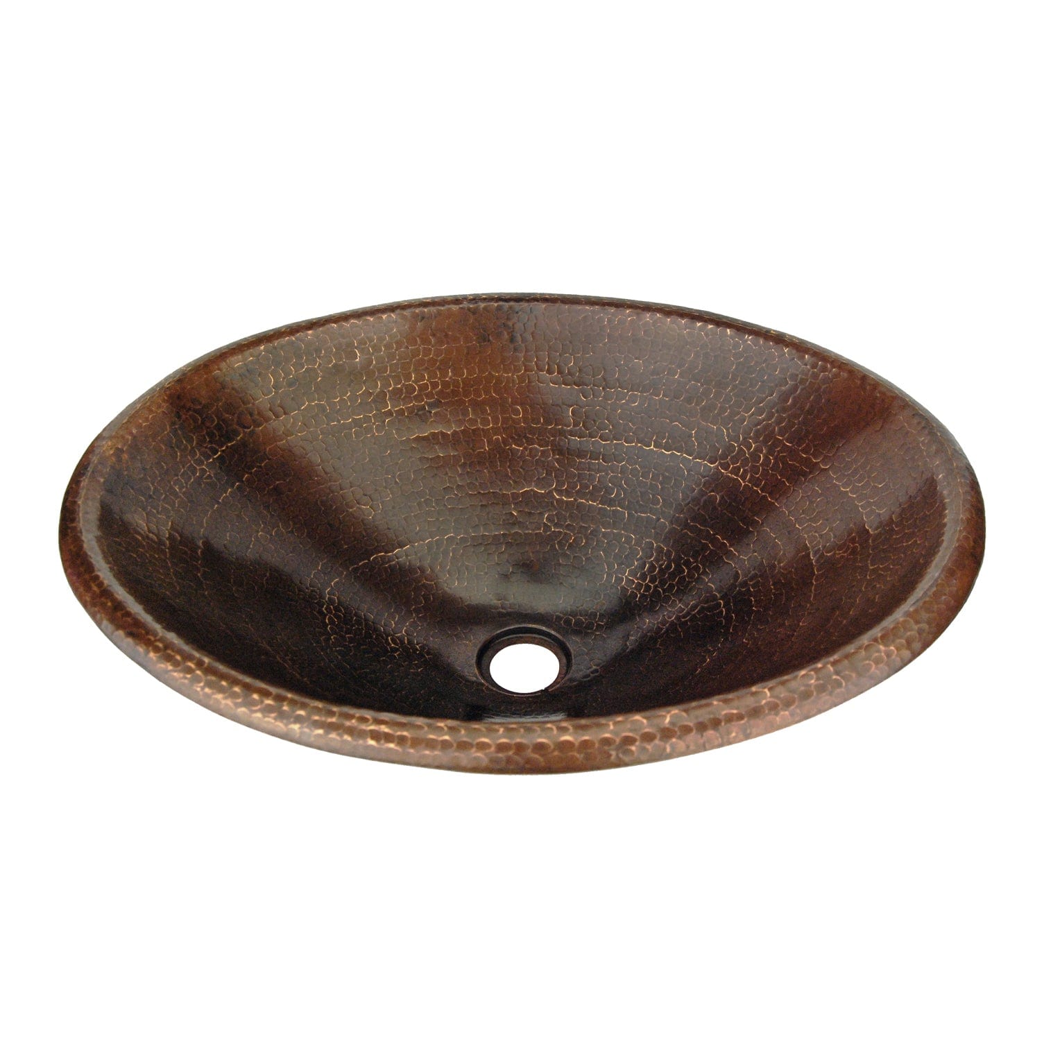 Master Bath Oval Self Rimming Hammered Copper Bathroom Sink alt 0