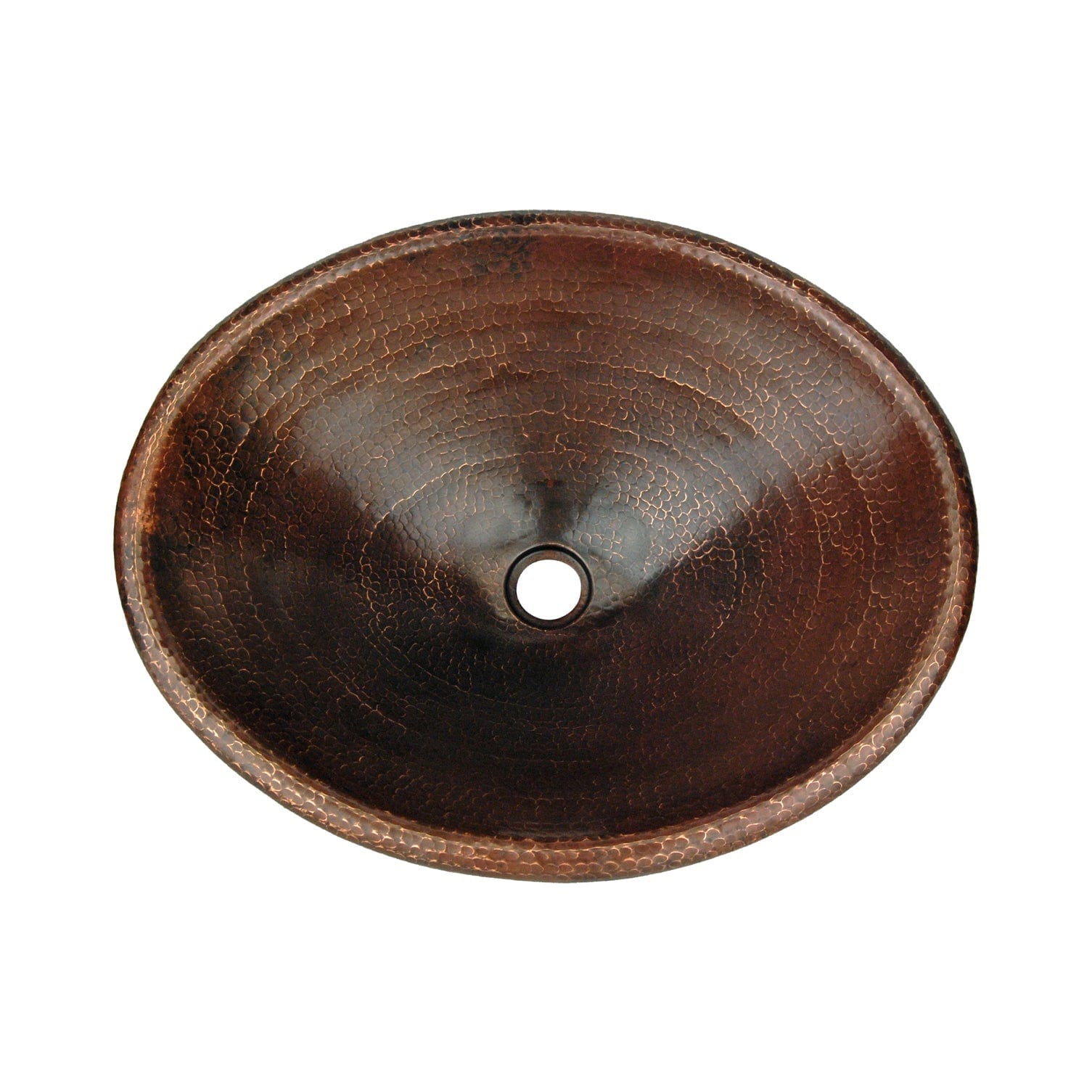 Master Bath Oval Self Rimming Hammered Copper Bathroom Sink alt 0
