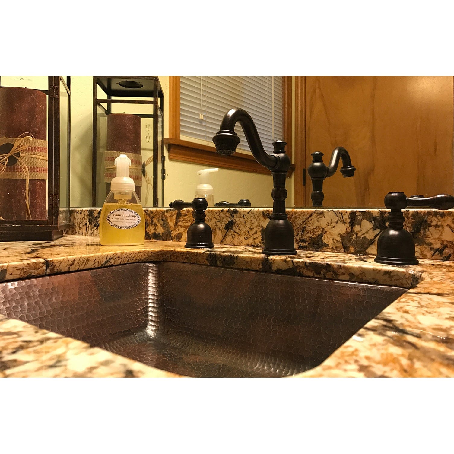 Rectangle Under Counter Hammered Copper Bathroom Sink alt 0