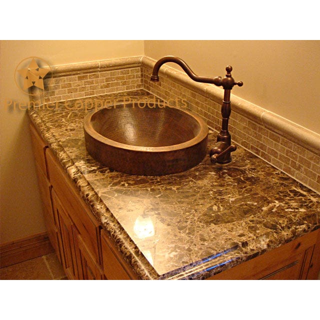 17" Compact Oval Skirted Vessel Hammered Copper Sink alt 0