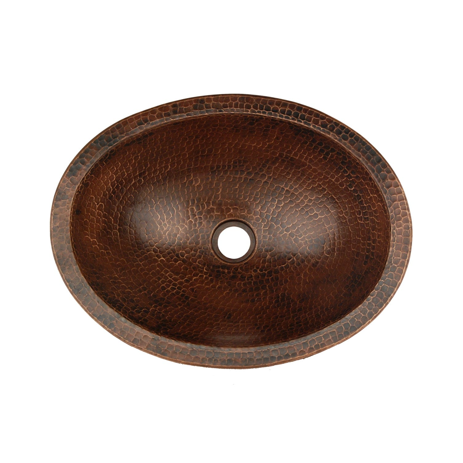 17" Compact Oval Skirted Vessel Hammered Copper Sink alt 0