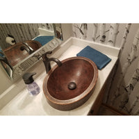 17" Compact Oval Skirted Vessel Hammered Copper Sink alt 0